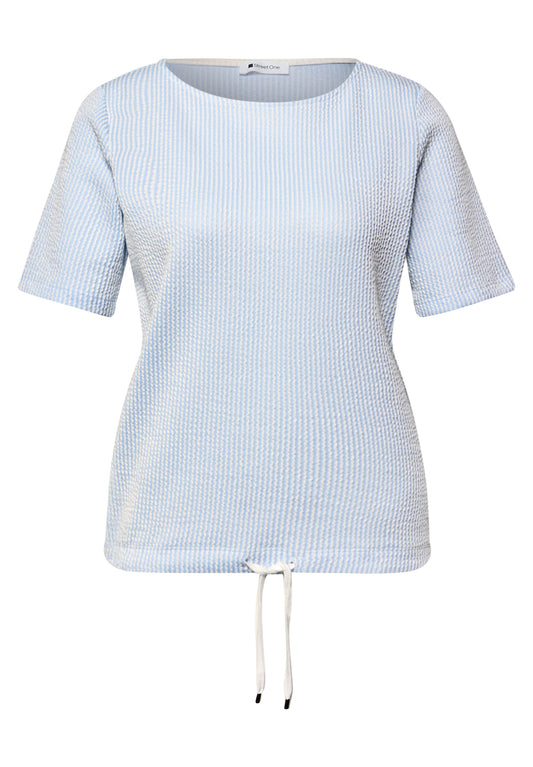 Street One - Kurzarm Shirt mit Strukturstreifen - Farbe: calm blue
