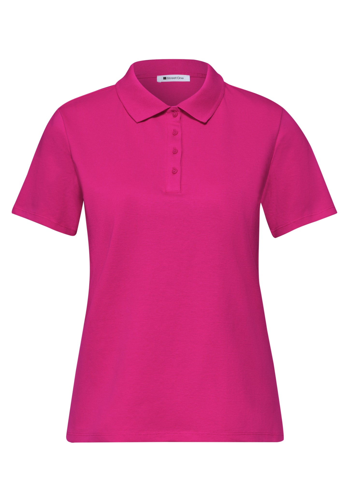 Street One - Kurzarm Poloshirt in Rippstruktur - Farbe: magenta dream