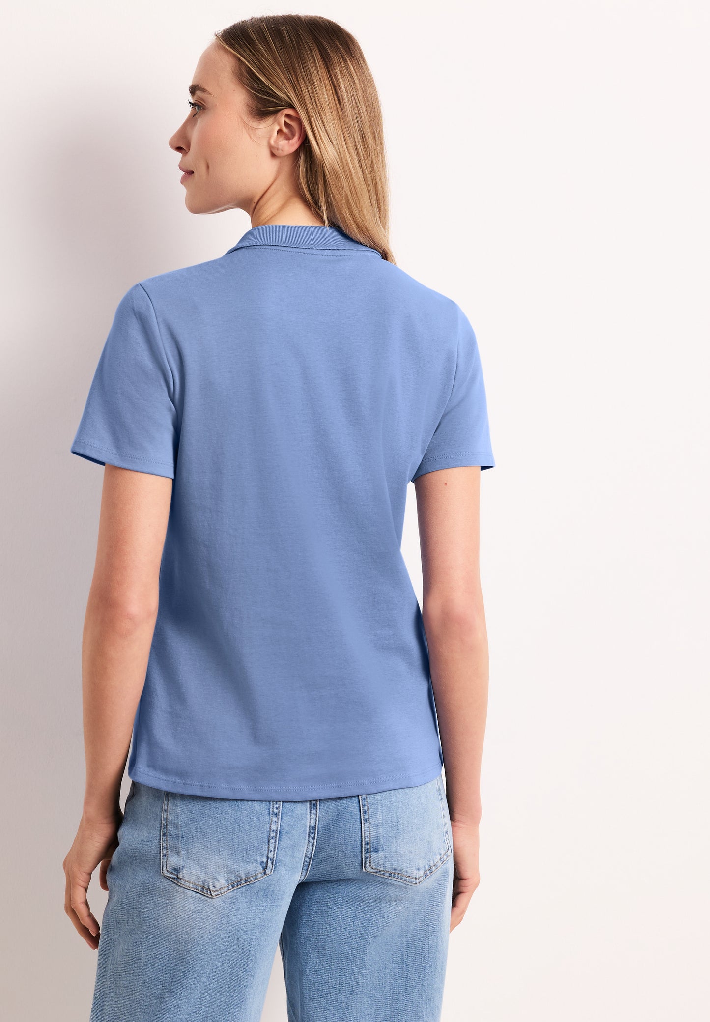 Street One - Kurzarm Poloshirt in Rippstruktur - Farbe: drift blue