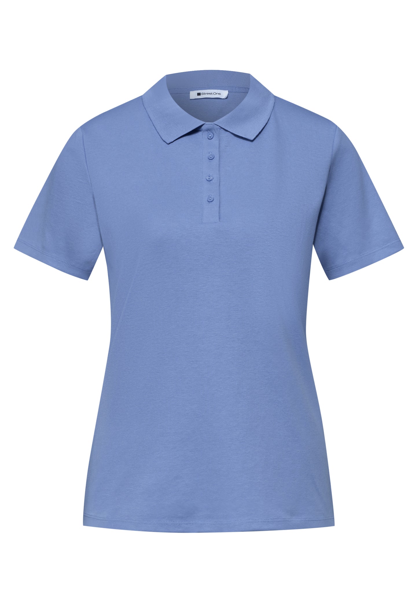 Street One - Kurzarm Poloshirt in Rippstruktur - Farbe: drift blue