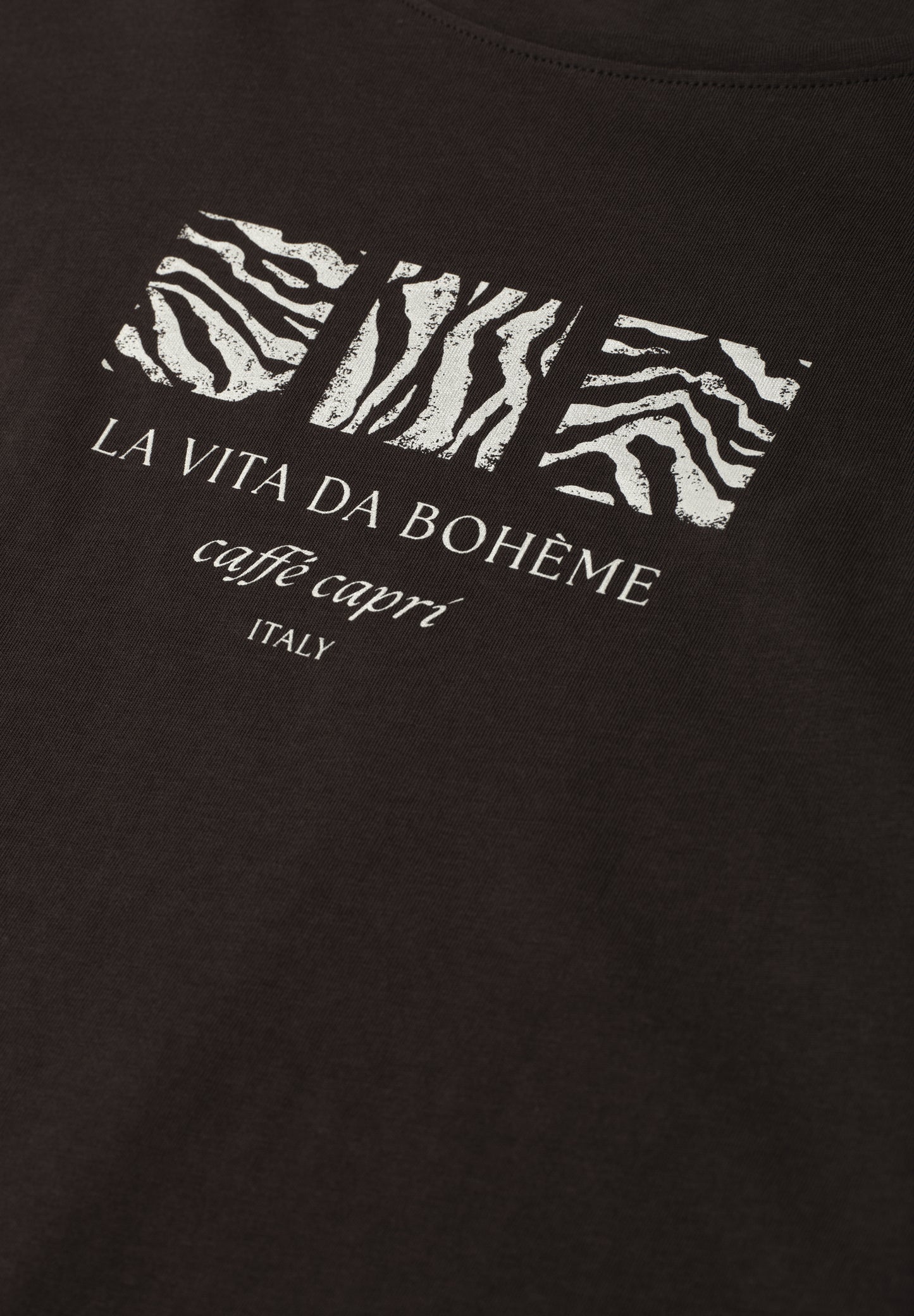 Street One - Basic T-Shirt mit Rundhals und Print - Farbe: espresso brown