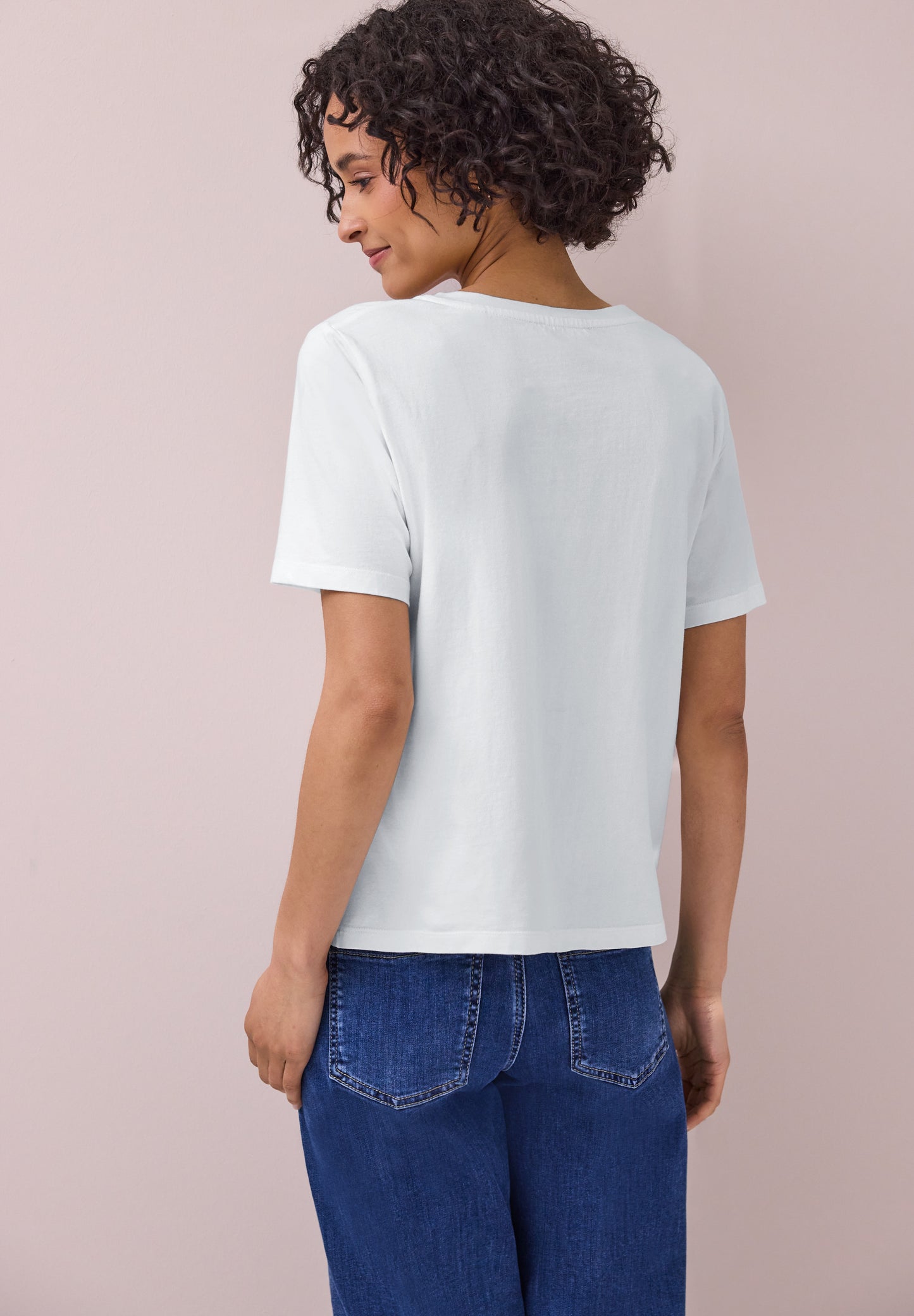Street One - T-Shirt mit Rundhals und Crochet-Tasche - Farbe: off white