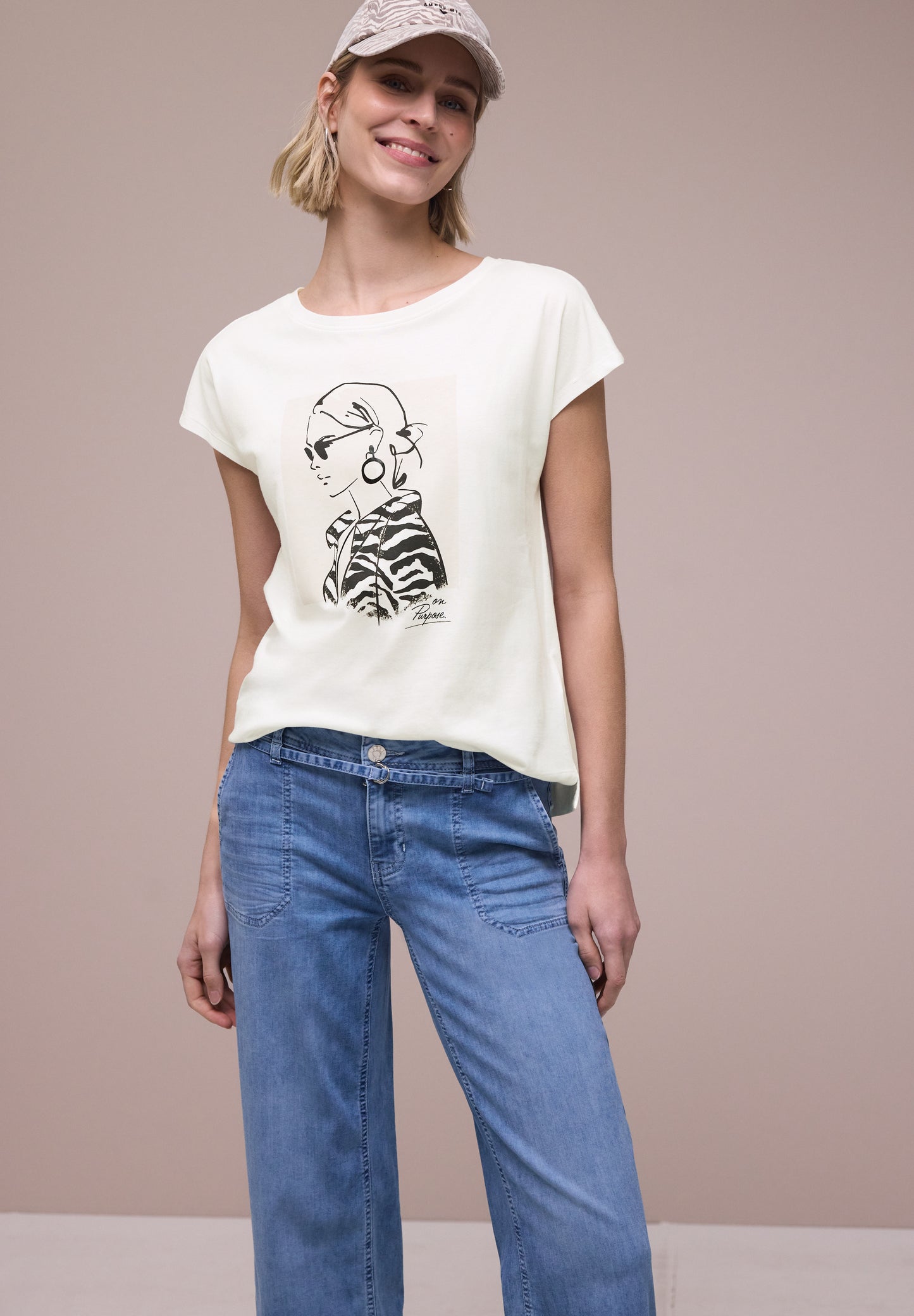 Street One - Dropped Shoulder Shirt mit Print - Farbe: off white