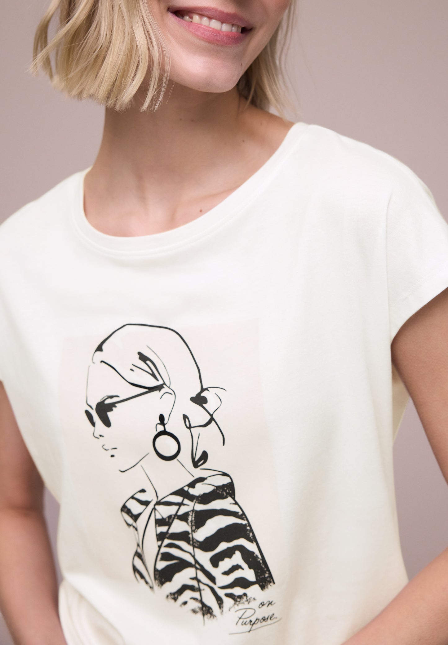 Street One - Dropped Shoulder Shirt mit Print - Farbe: off white