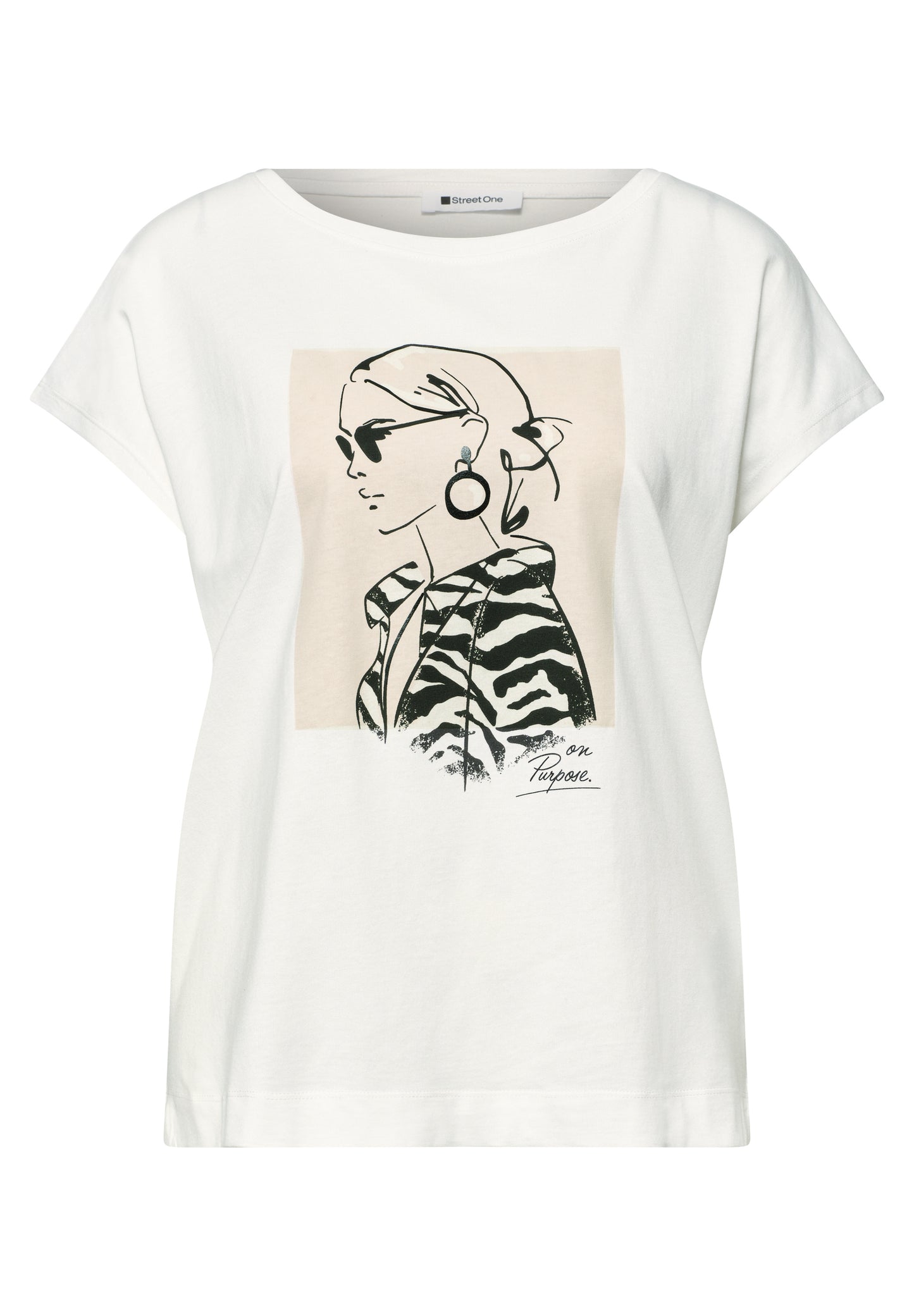 Street One - Dropped Shoulder Shirt mit Print - Farbe: off white
