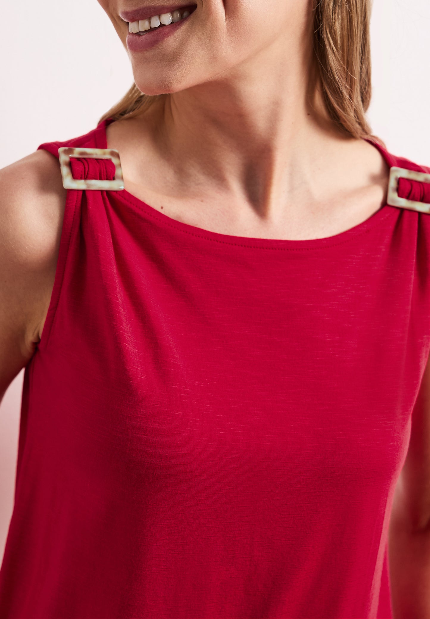 Street One - Top mit Rundhals und Schulterdetail - Farbe: salsa red