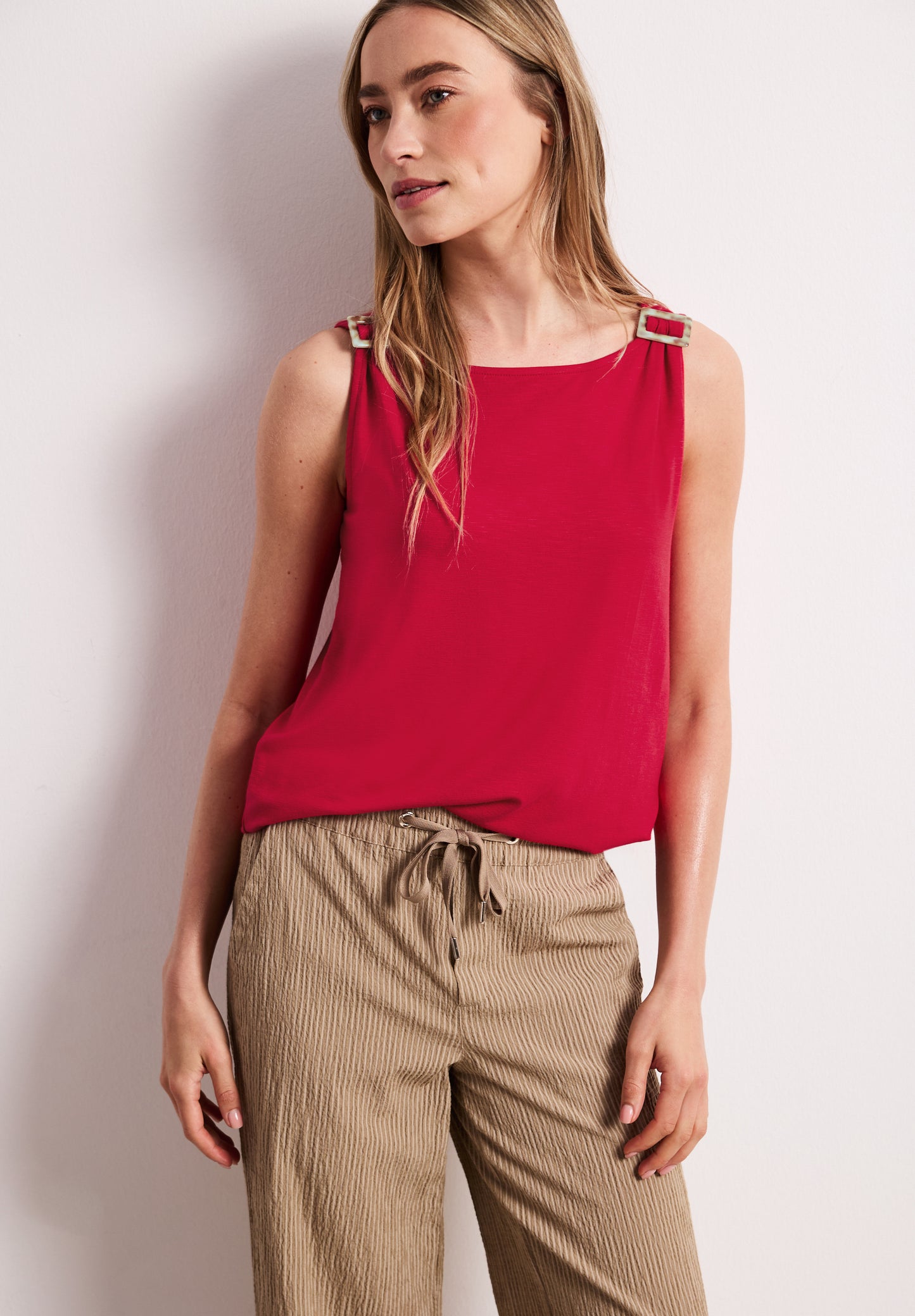 Street One - Top mit Rundhals und Schulterdetail - Farbe: salsa red
