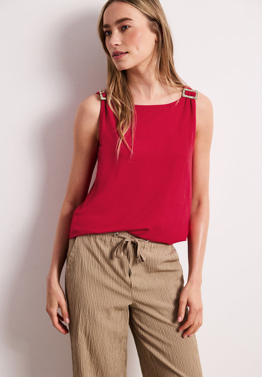 Street One - Top mit Rundhals und Schulterdetail - Farbe: salsa red