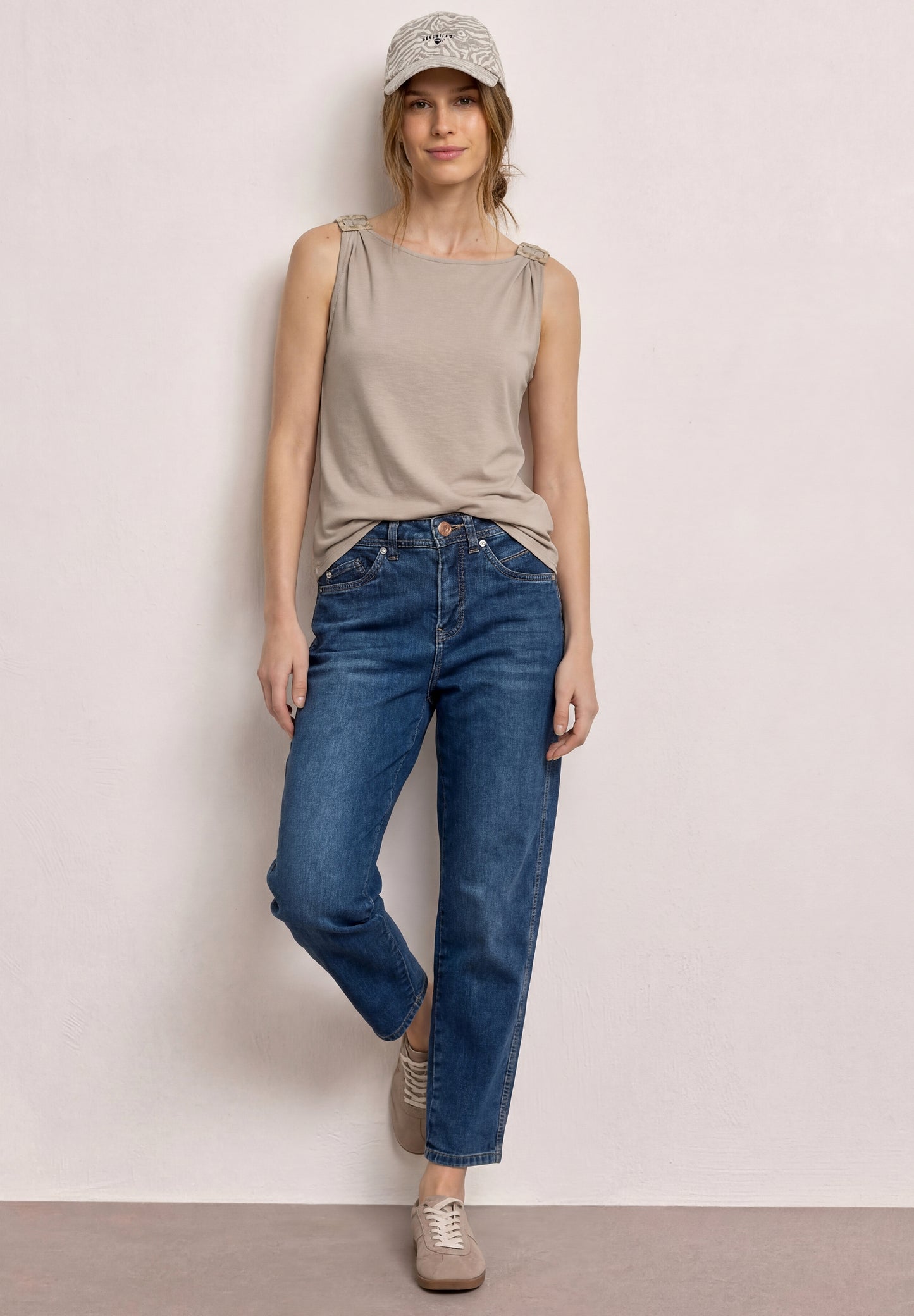 Street One - Top mit Rundhals und Schulterdetail - Farbe: clay sand