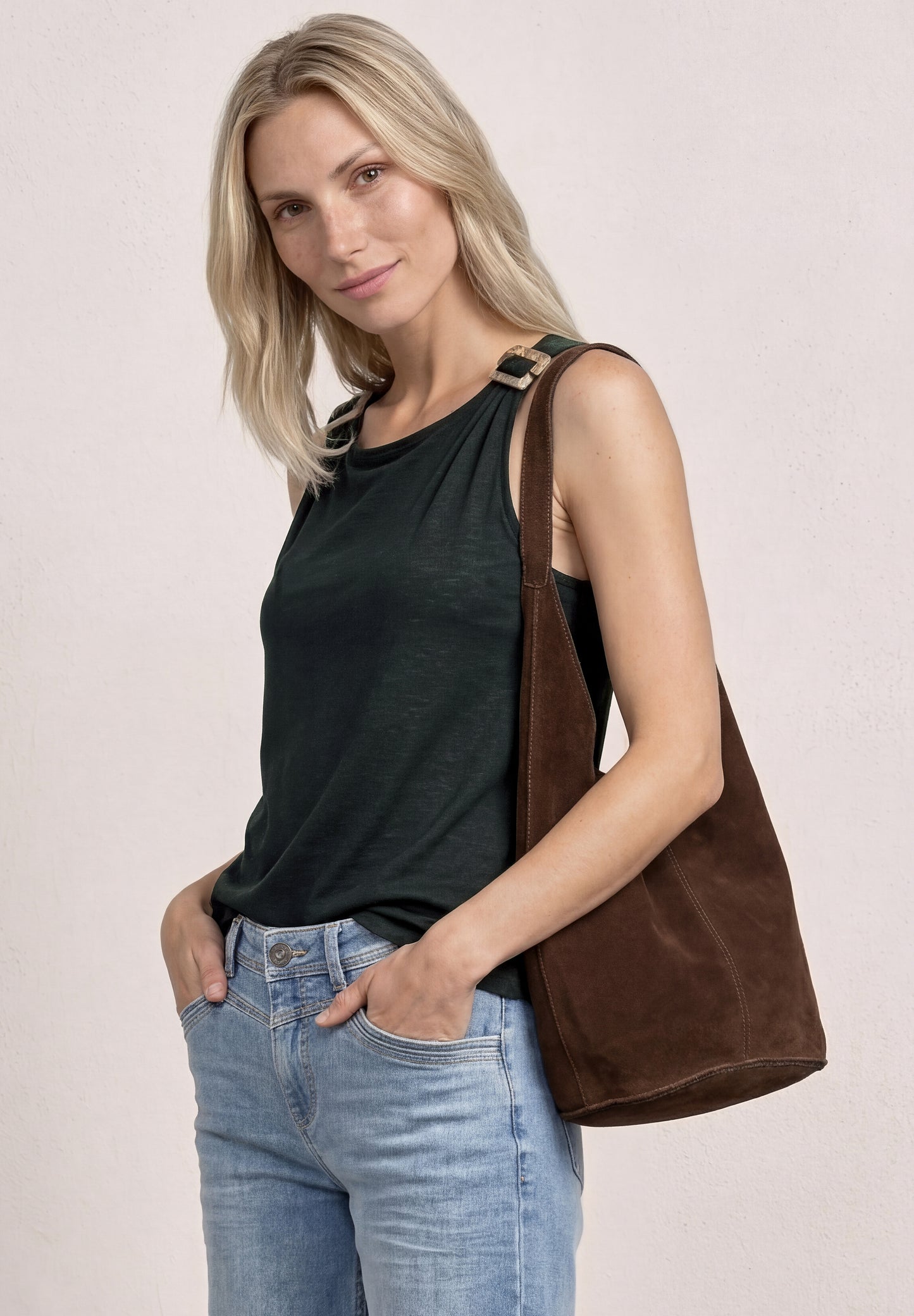 Street One - Top mit Rundhals und Schulterdetail - Farbe: deep bound green
