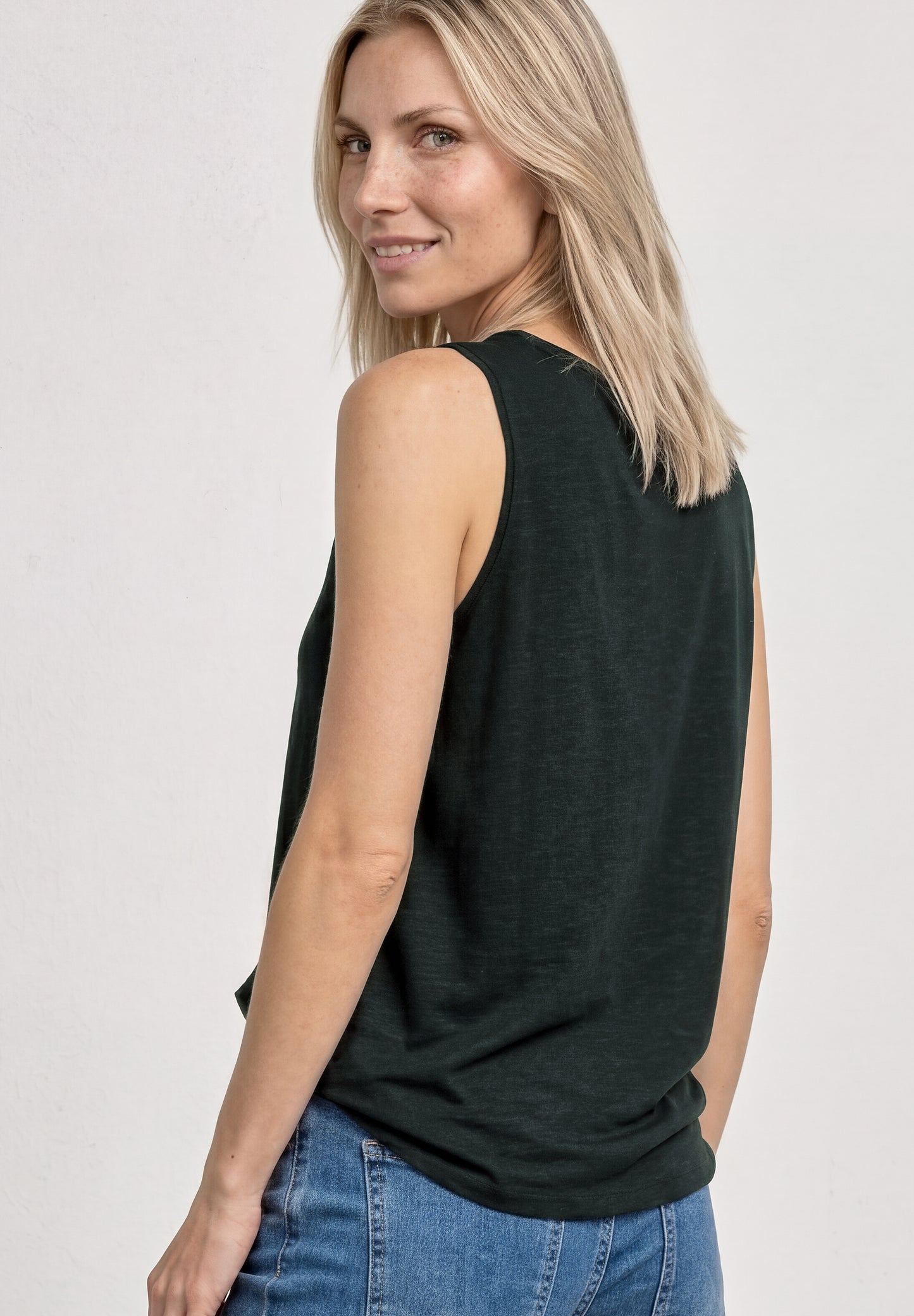 Street One - Top mit Rundhals und Schulterdetail - Farbe: deep bound green