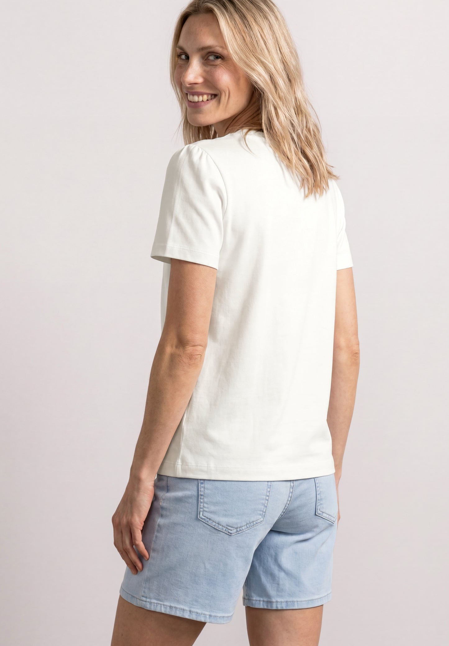 Street One - T-Shirt mit gerafftem Ãrmel - Farbe: off white