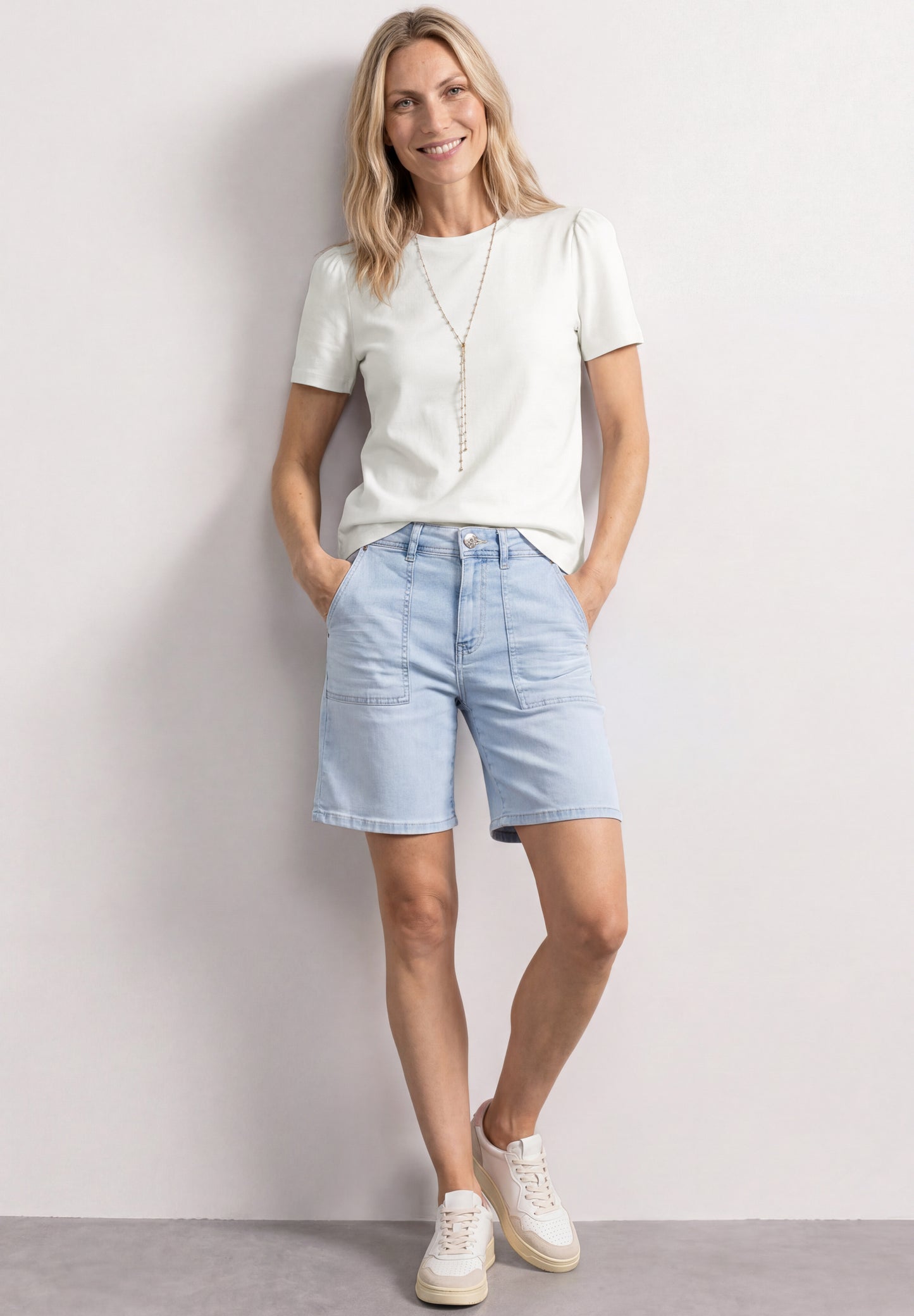 Street One - T-Shirt mit gerafftem Ãrmel - Farbe: off white