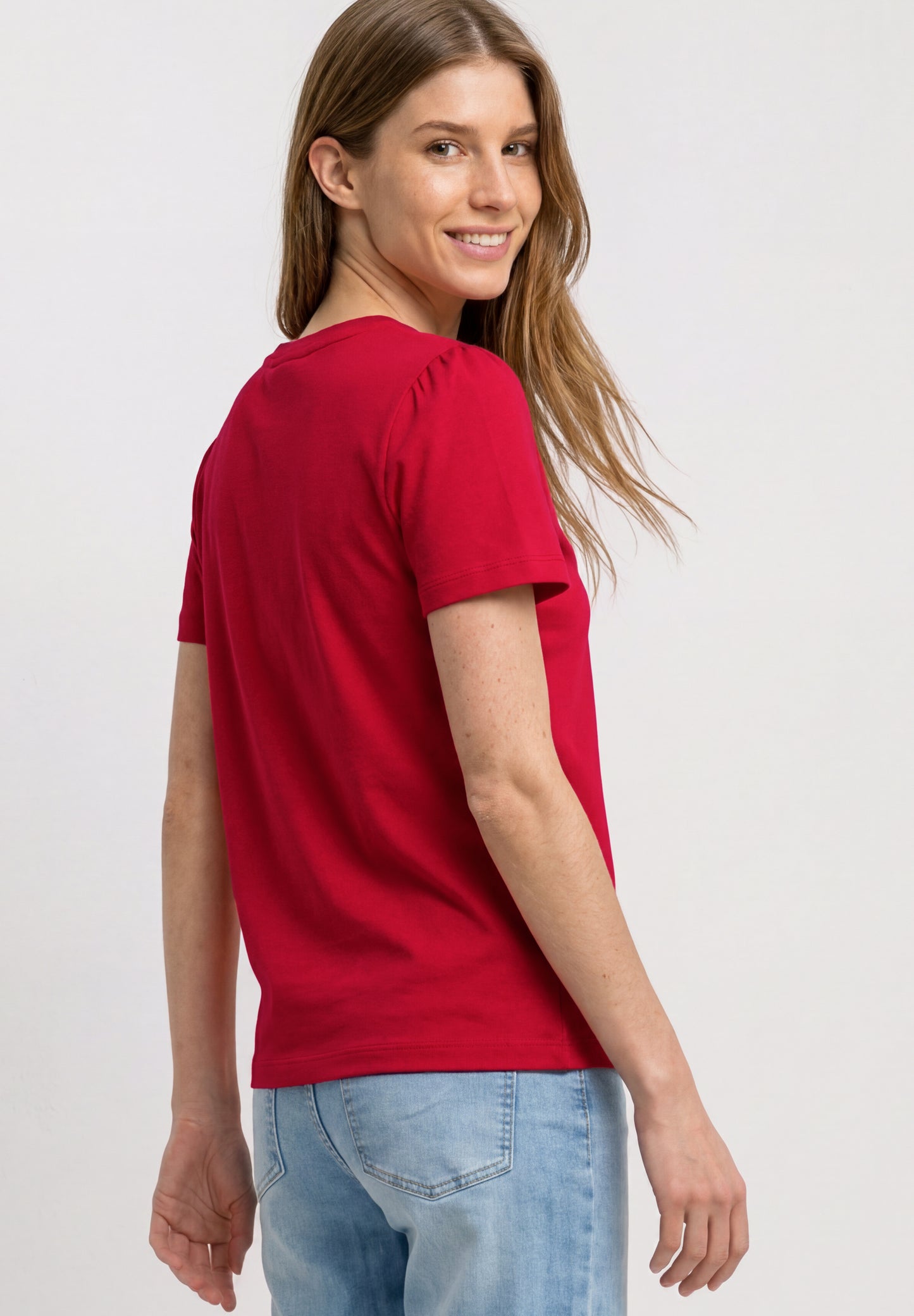 Street One - T-Shirt mit gerafftem Ãrmel - Farbe: salsa red