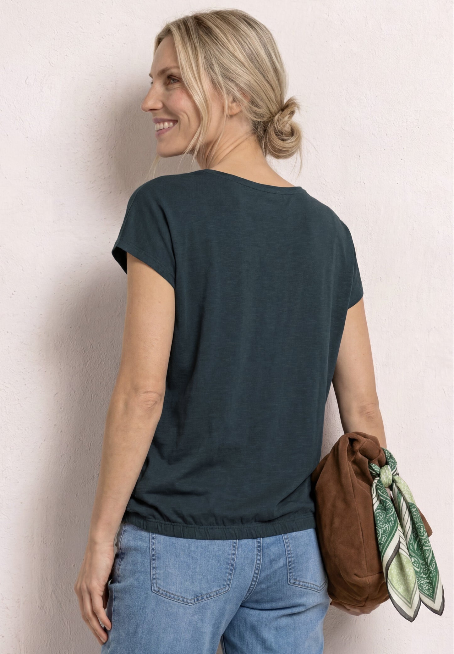Street One - Silk-Look Shirt mit Waterfall-Front - Farbe: deep bound green