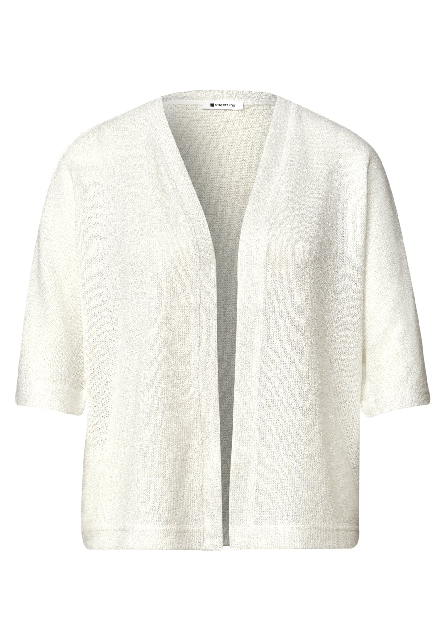 Street One - Kurzarm Jacke im Strick-Look mit Glitzer - Farbe: off white