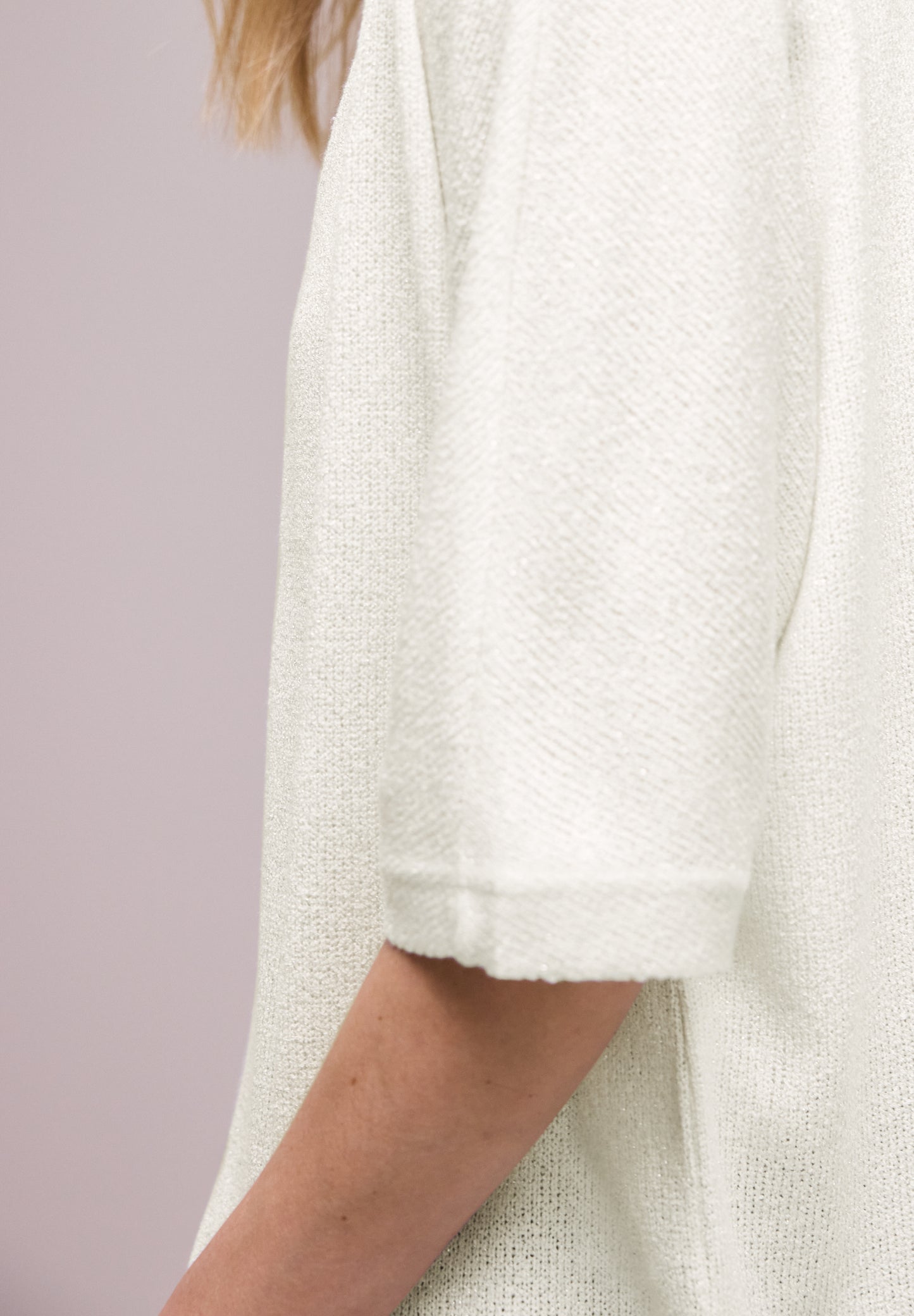 Street One - Kurzarm Jacke im Strick-Look mit Glitzer - Farbe: off white