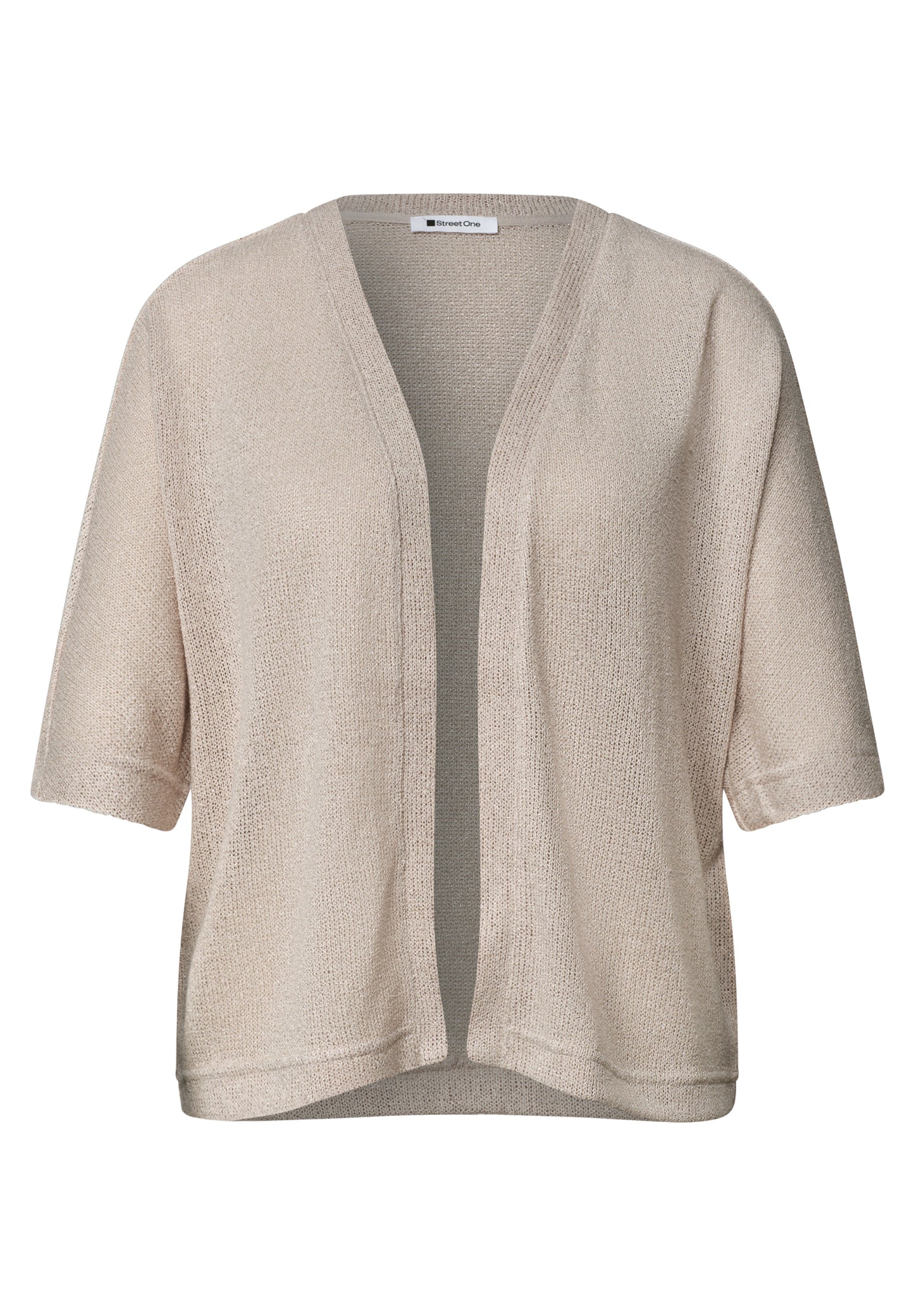 Street One - Kurzarm Jacke im Strick-Look mit Glitzer - Farbe: clay sand