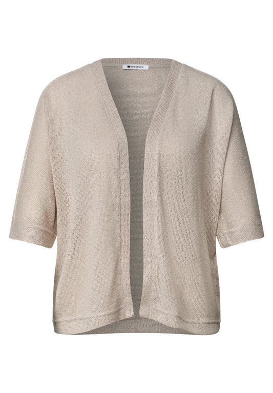Street One - Kurzarm Jacke im Strick-Look mit Glitzer - Farbe: clay sand