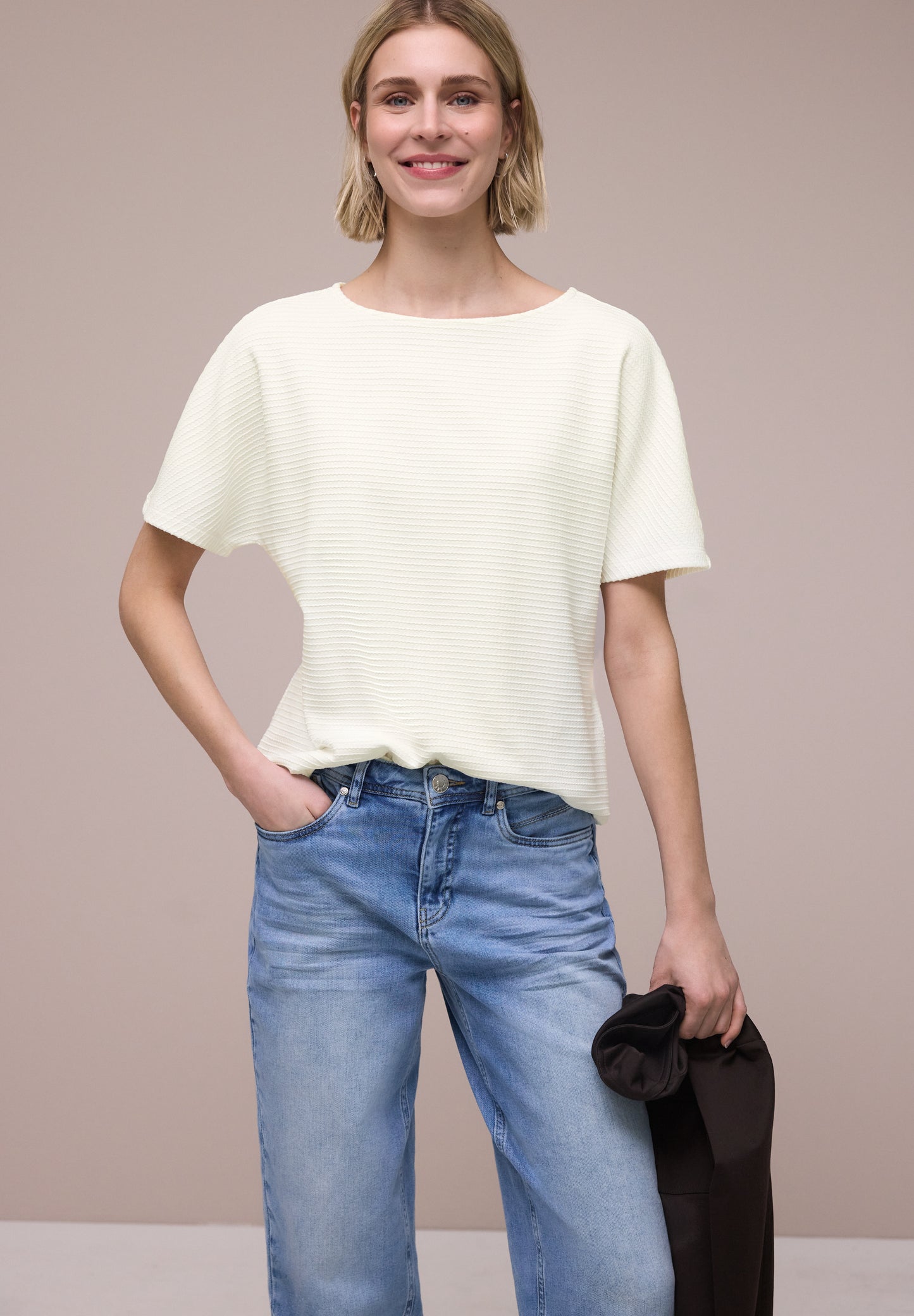 Street One - Dropped Shoulder Shirt mit Struktur - Farbe: off white