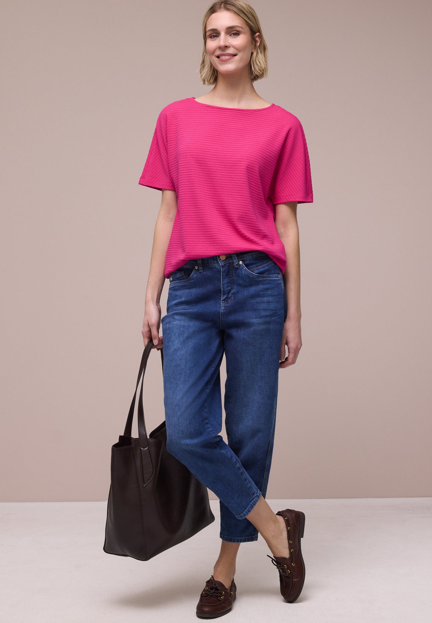 Street One - Dropped Shoulder Shirt mit Struktur - Farbe: magenta dream