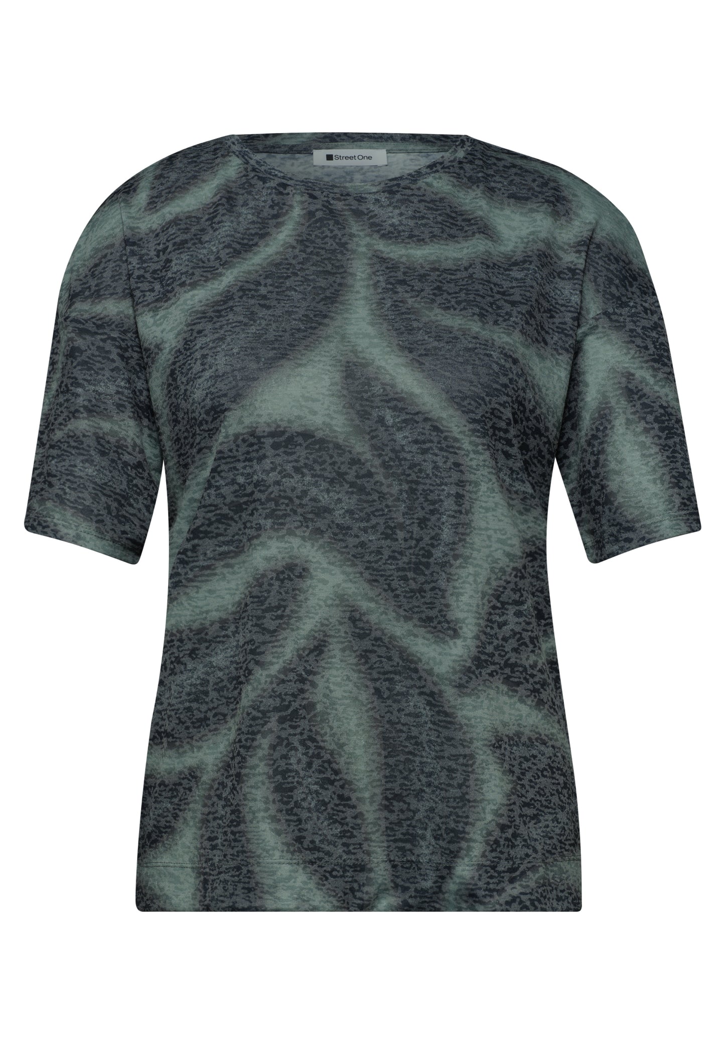 Street One - Shirt im Ausbrenner-Look mit Print - Farbe: deep bound green