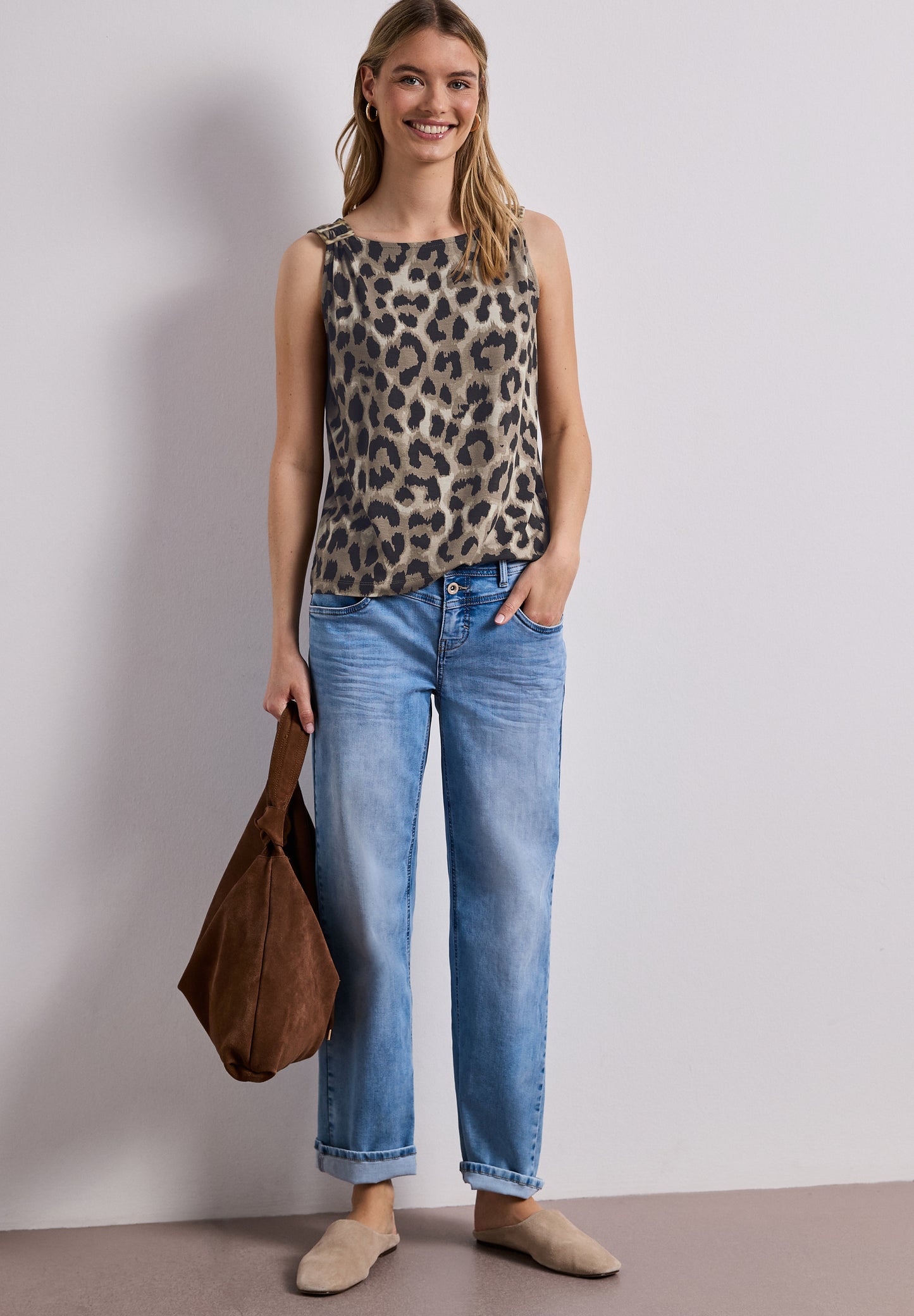 Street One - Top mit Rundhals und Schulterdetail - Farbe: timeless beige