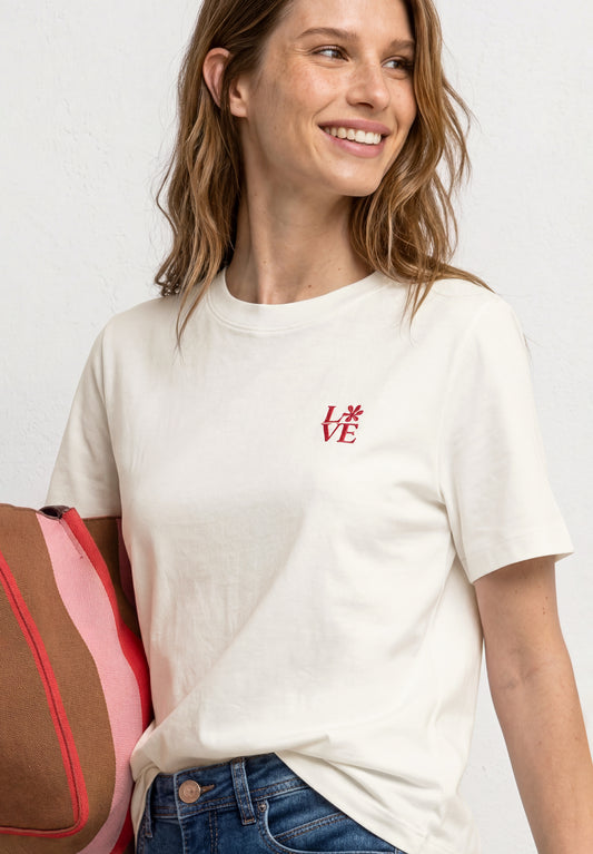 Street One - T-Shirt mit Rundhals und Printdetail - Farbe: off white