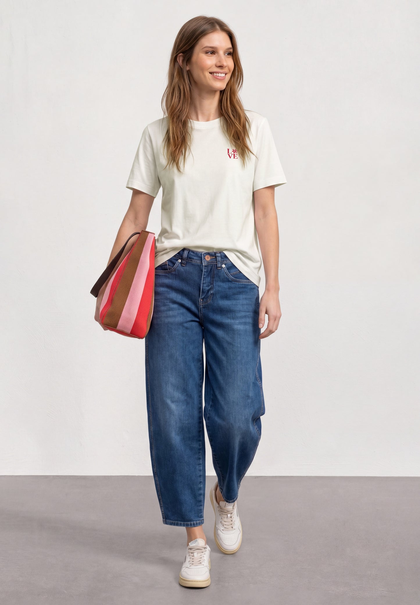 Street One - T-Shirt mit Rundhals und Printdetail - Farbe: off white