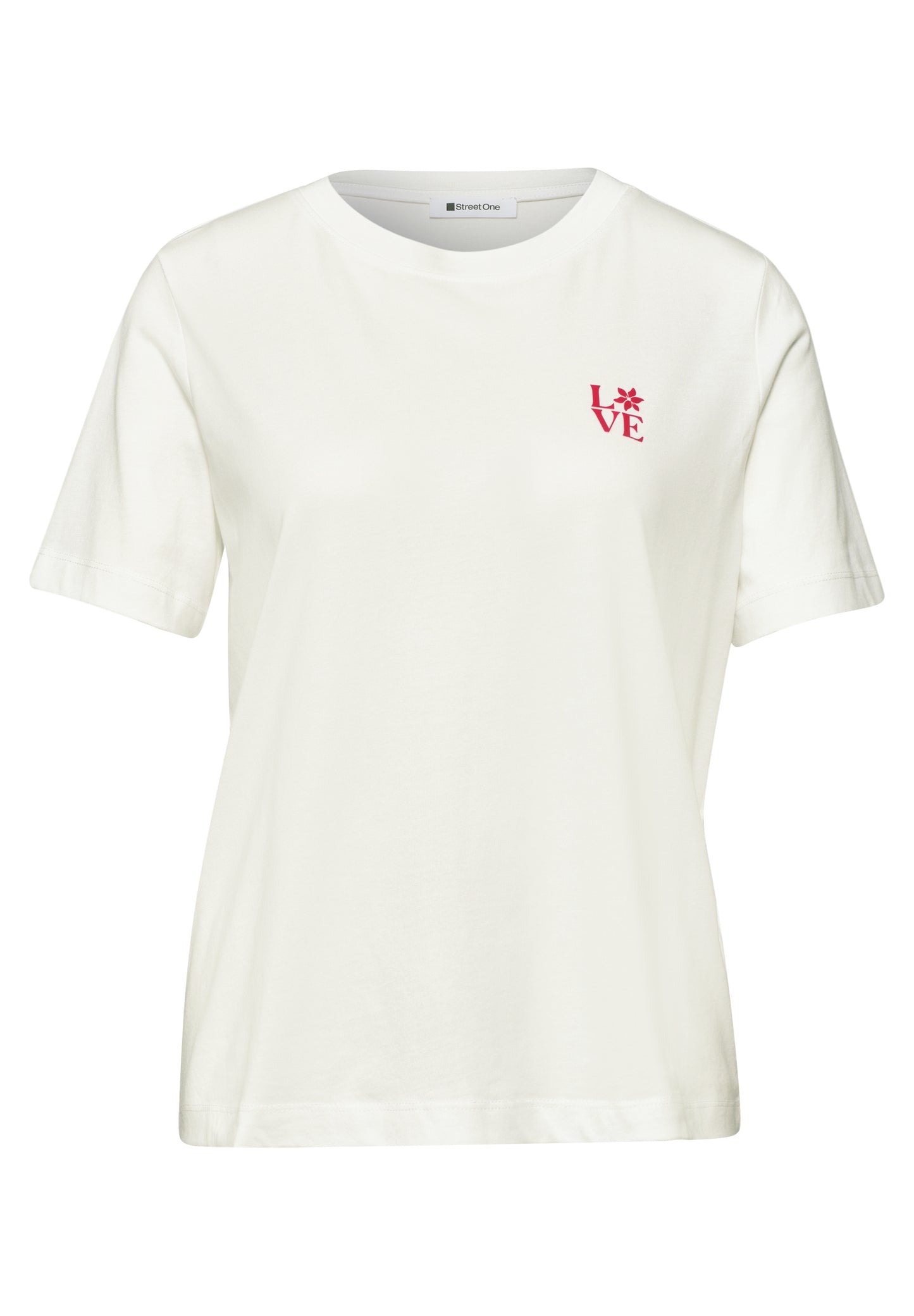Street One - T-Shirt mit Rundhals und Printdetail - Farbe: off white
