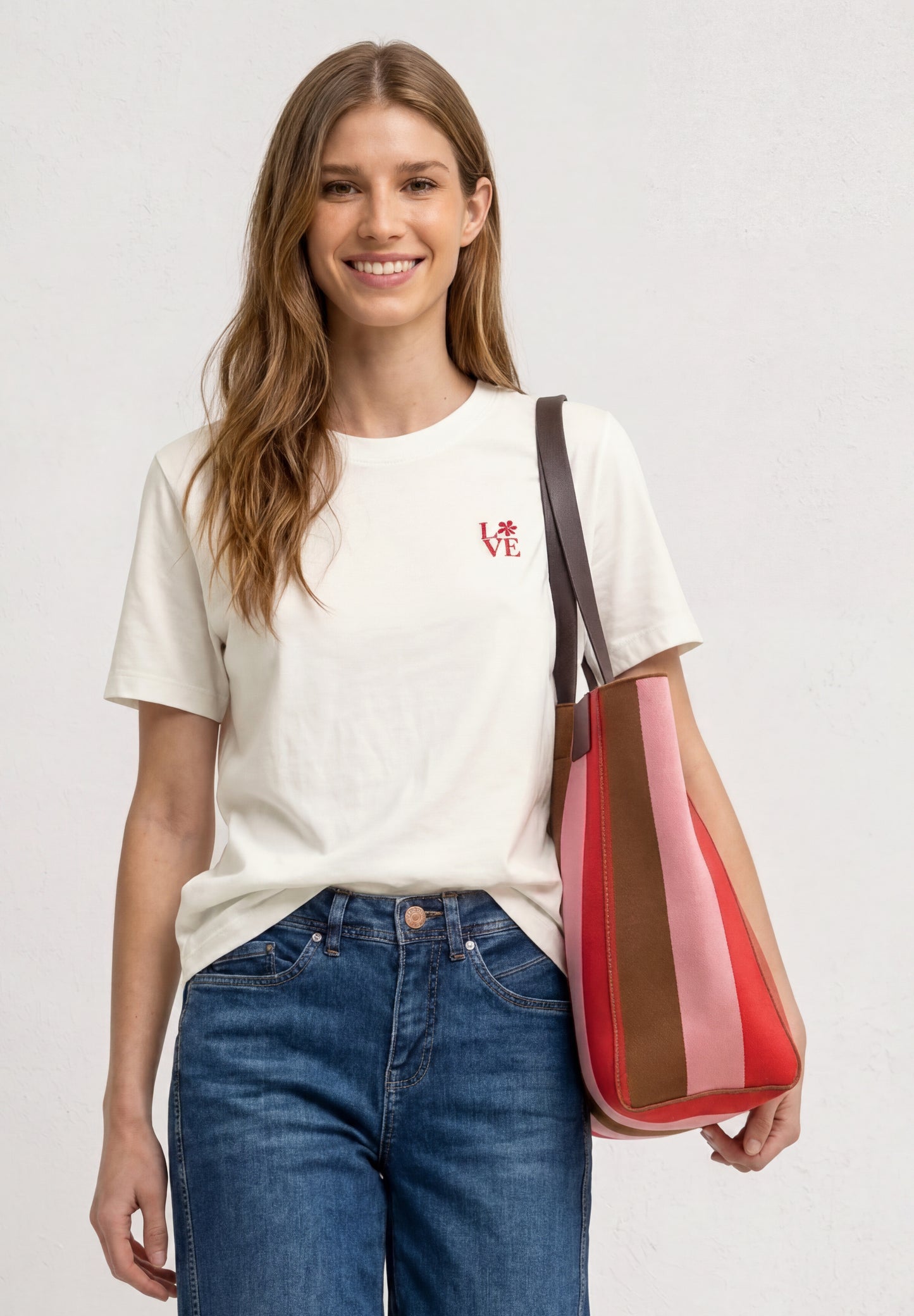 Street One - T-Shirt mit Rundhals und Printdetail - Farbe: off white
