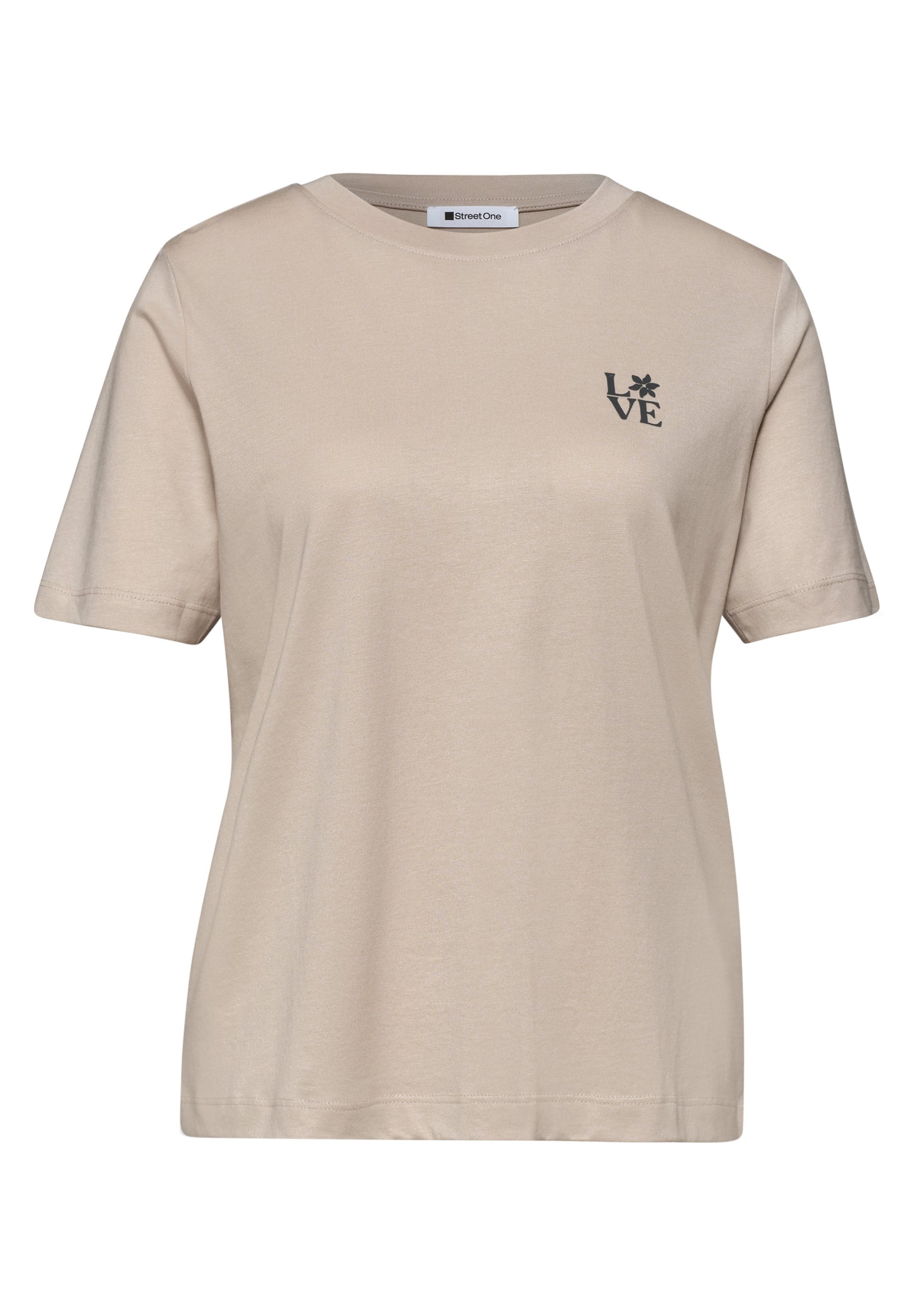 Street One - T-Shirt mit Rundhals und Printdetail - Farbe: clay sand