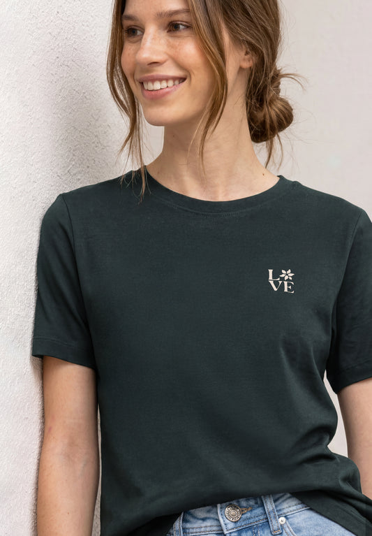 Street One - T-Shirt mit Rundhals und Printdetail - Farbe: deep bound green
