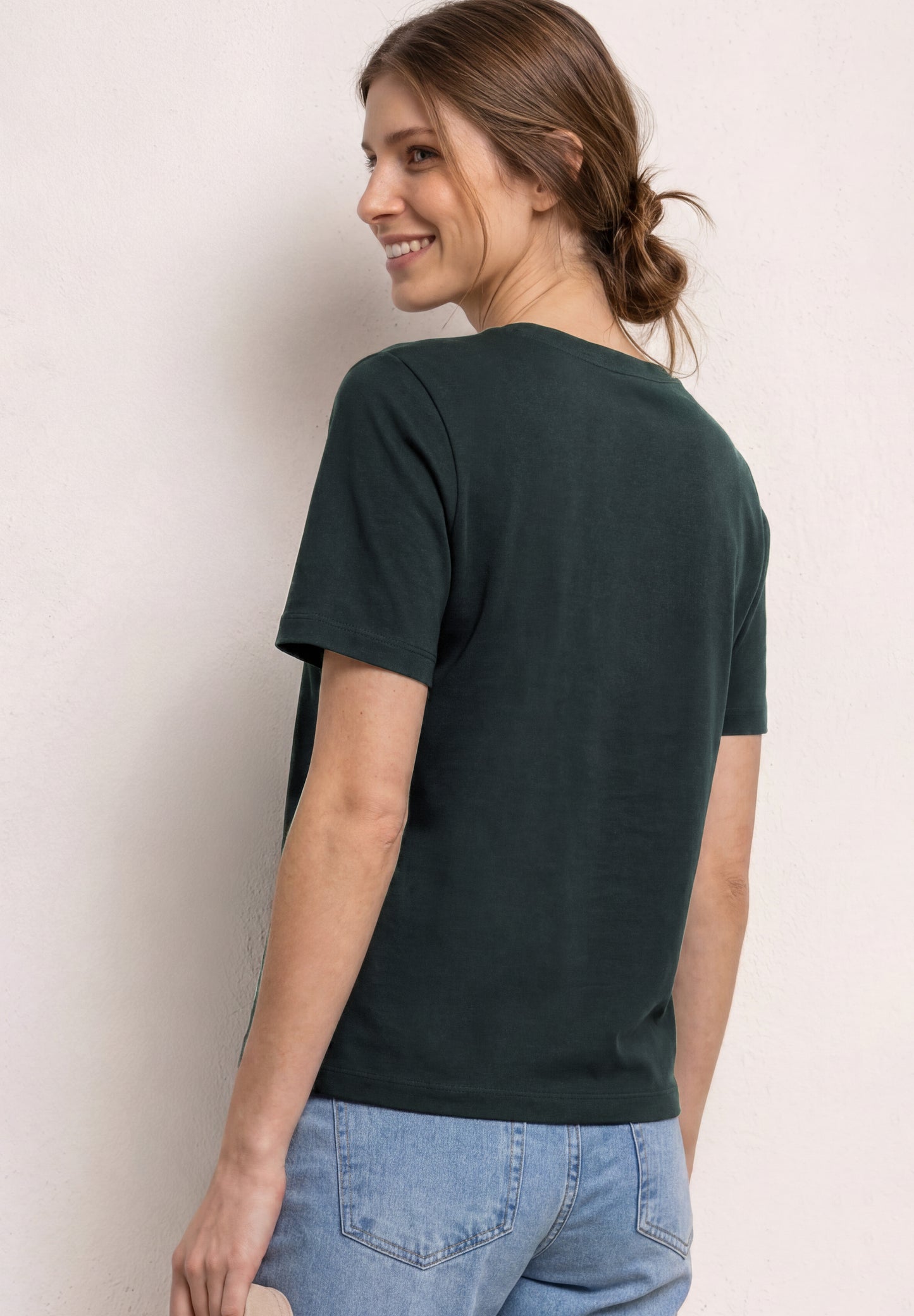 Street One - T-Shirt mit Rundhals und Printdetail - Farbe: deep bound green