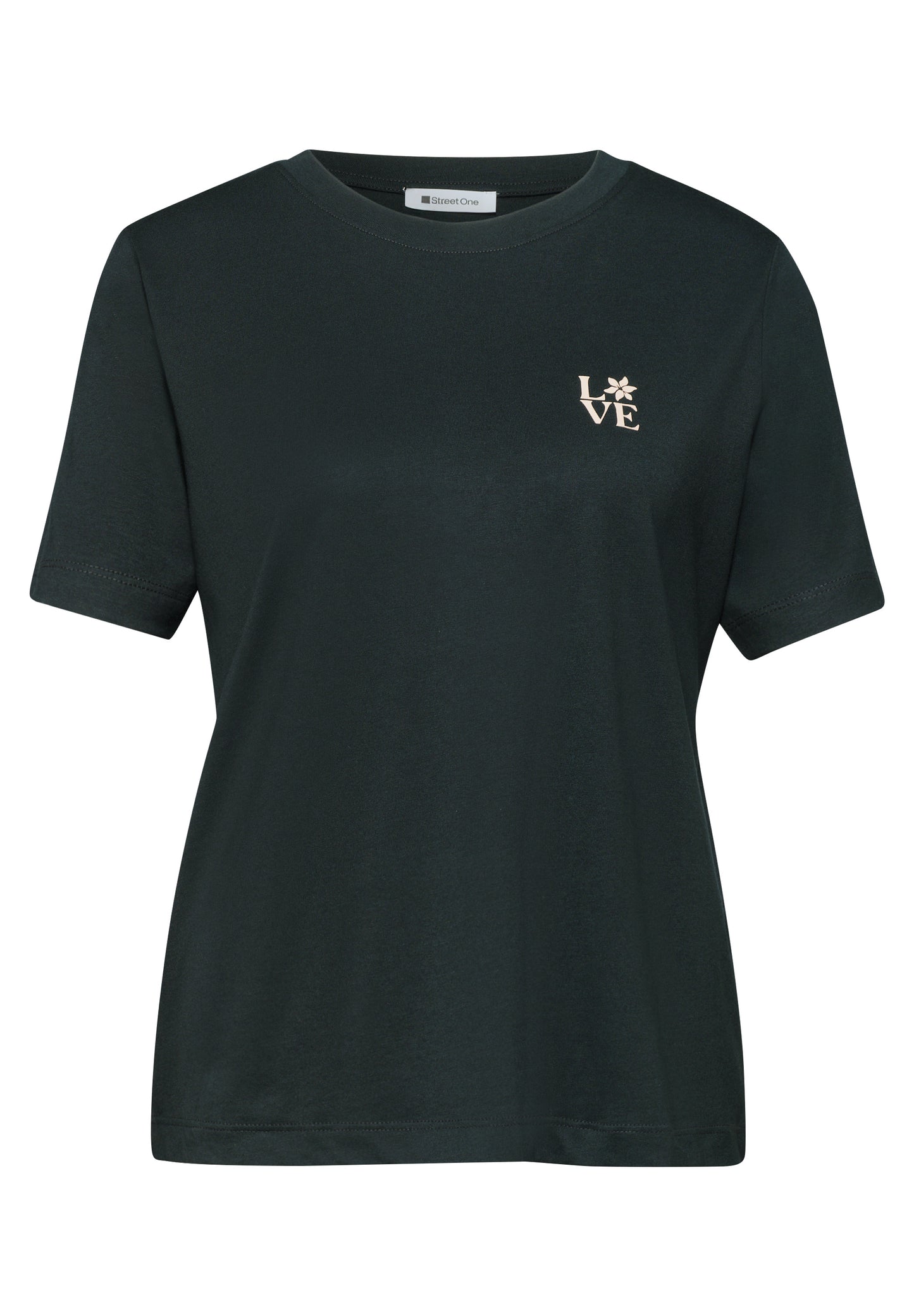 Street One - T-Shirt mit Rundhals und Printdetail - Farbe: deep bound green