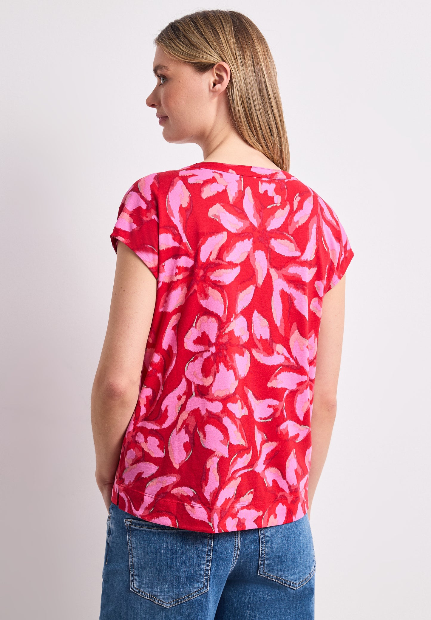 Street One - Shirt mit Knopfleiste und Print - Farbe: salsa red