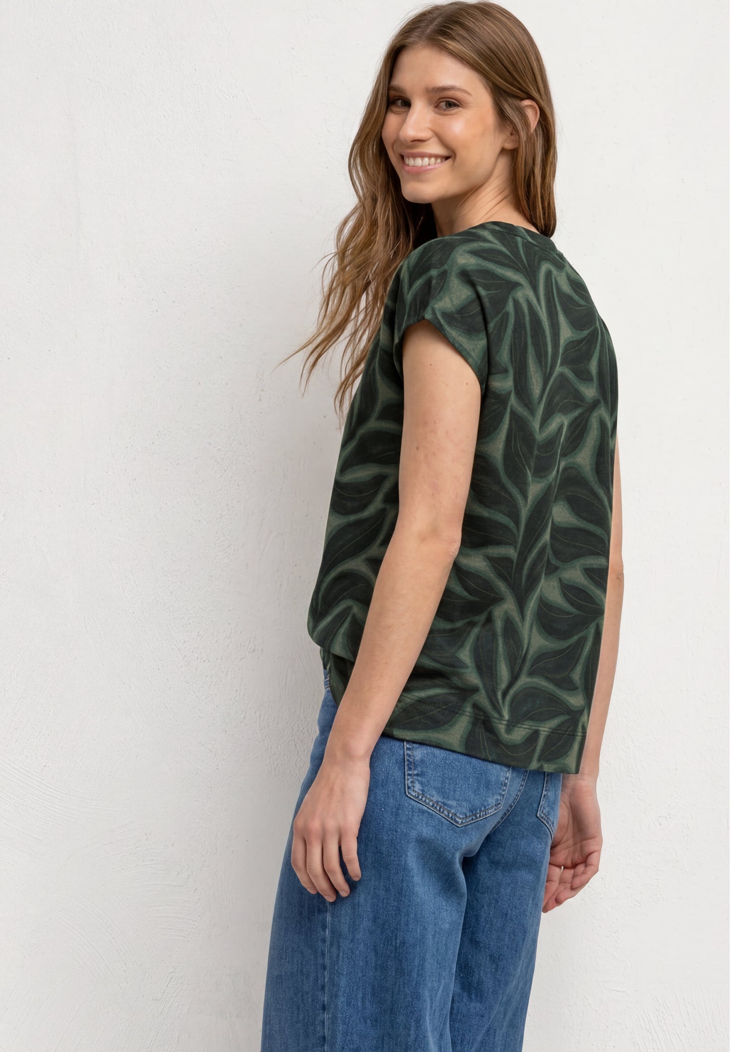 Street One - Shirt mit Knopfleiste und Print - Farbe: deep bound green