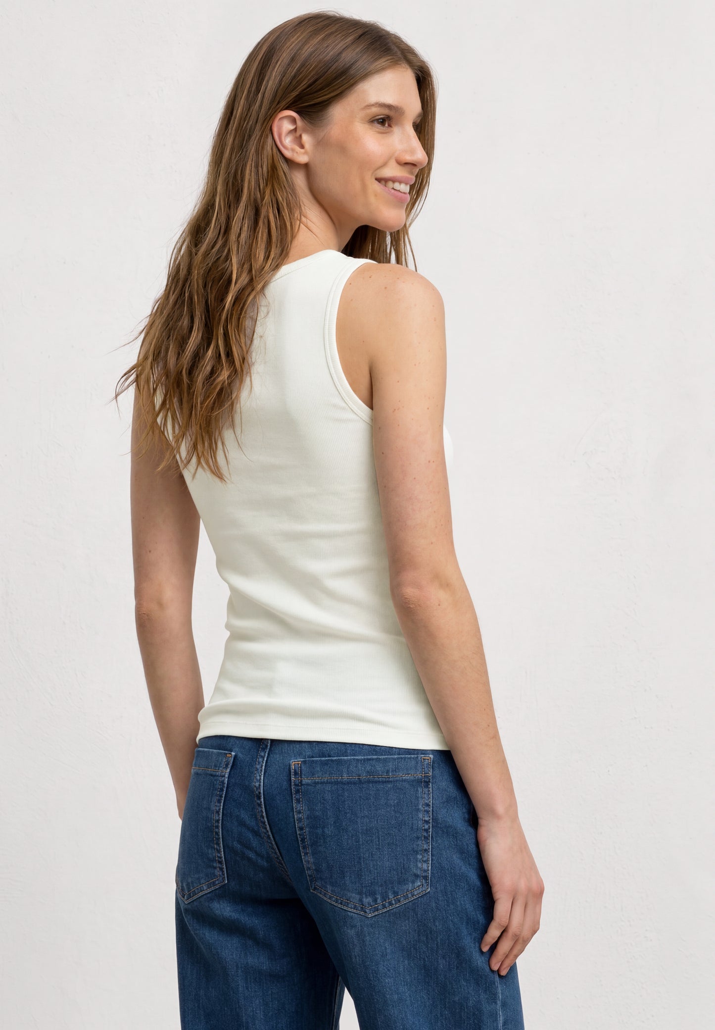 Street One - Top in Rippstruktur mit V-Neck - Farbe: off white