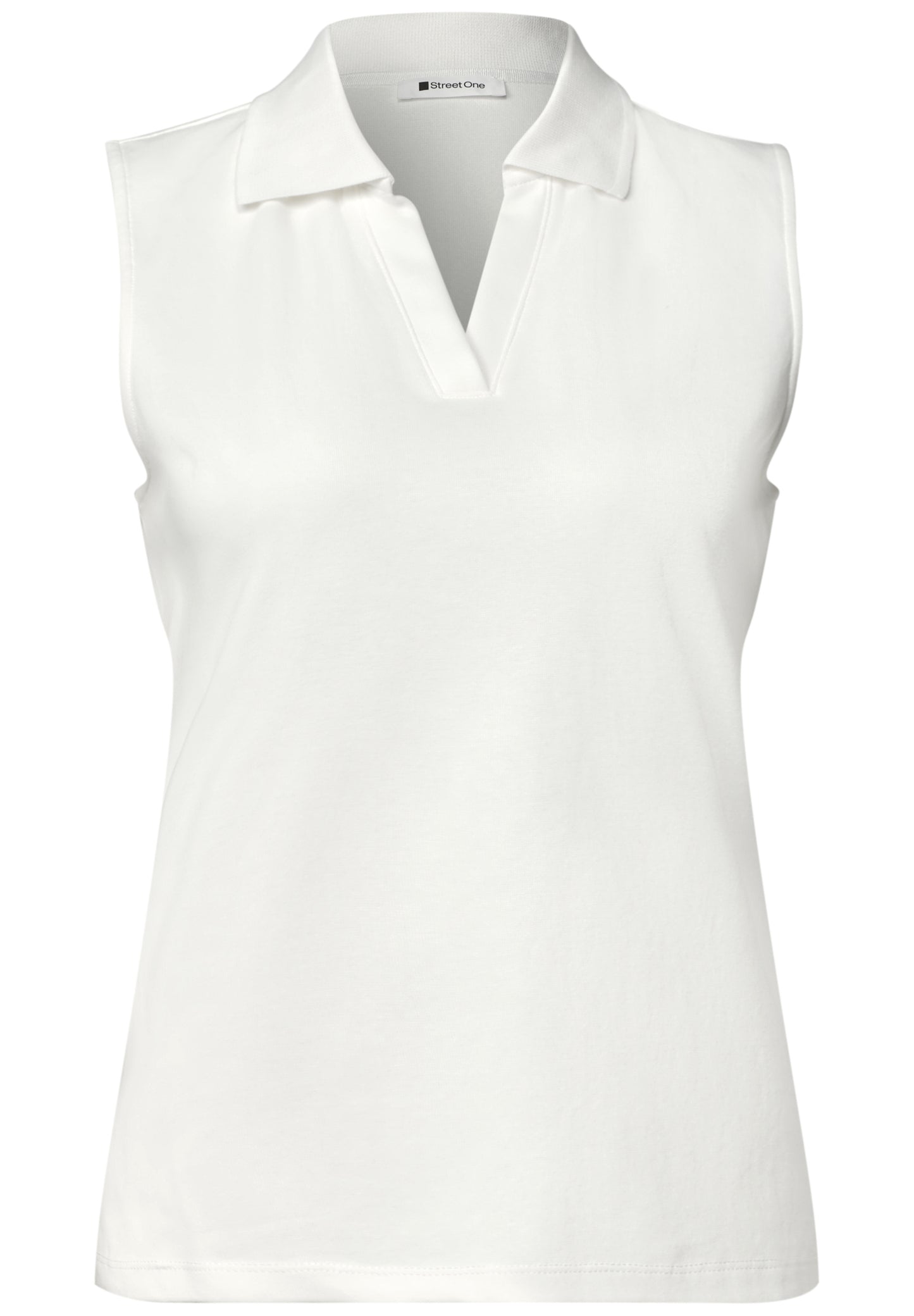 Street One - Top in Rippstruktur mit Polokragen - Farbe: off white
