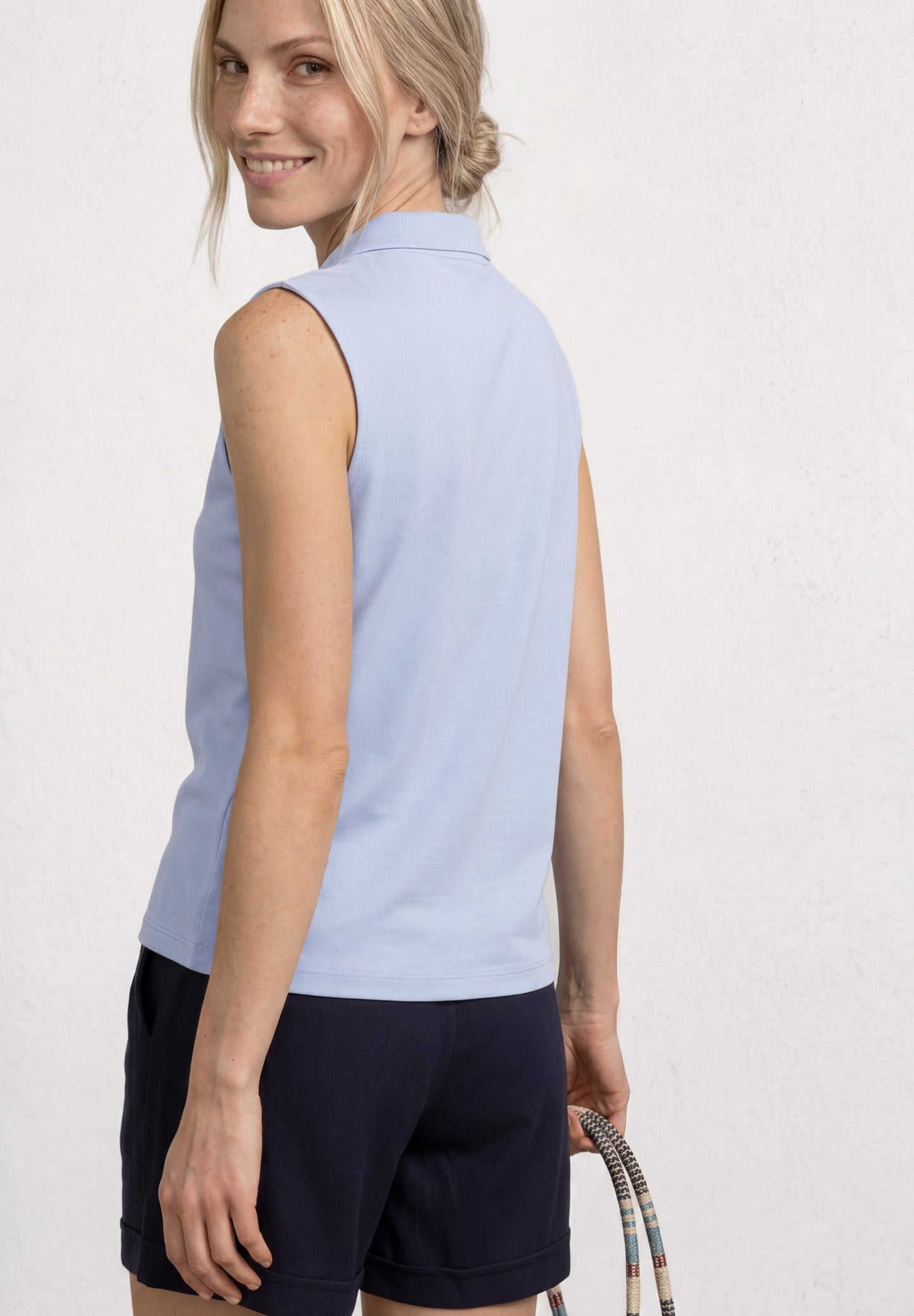 Street One - Top in Rippstruktur mit Polokragen - Farbe: cashmere blue