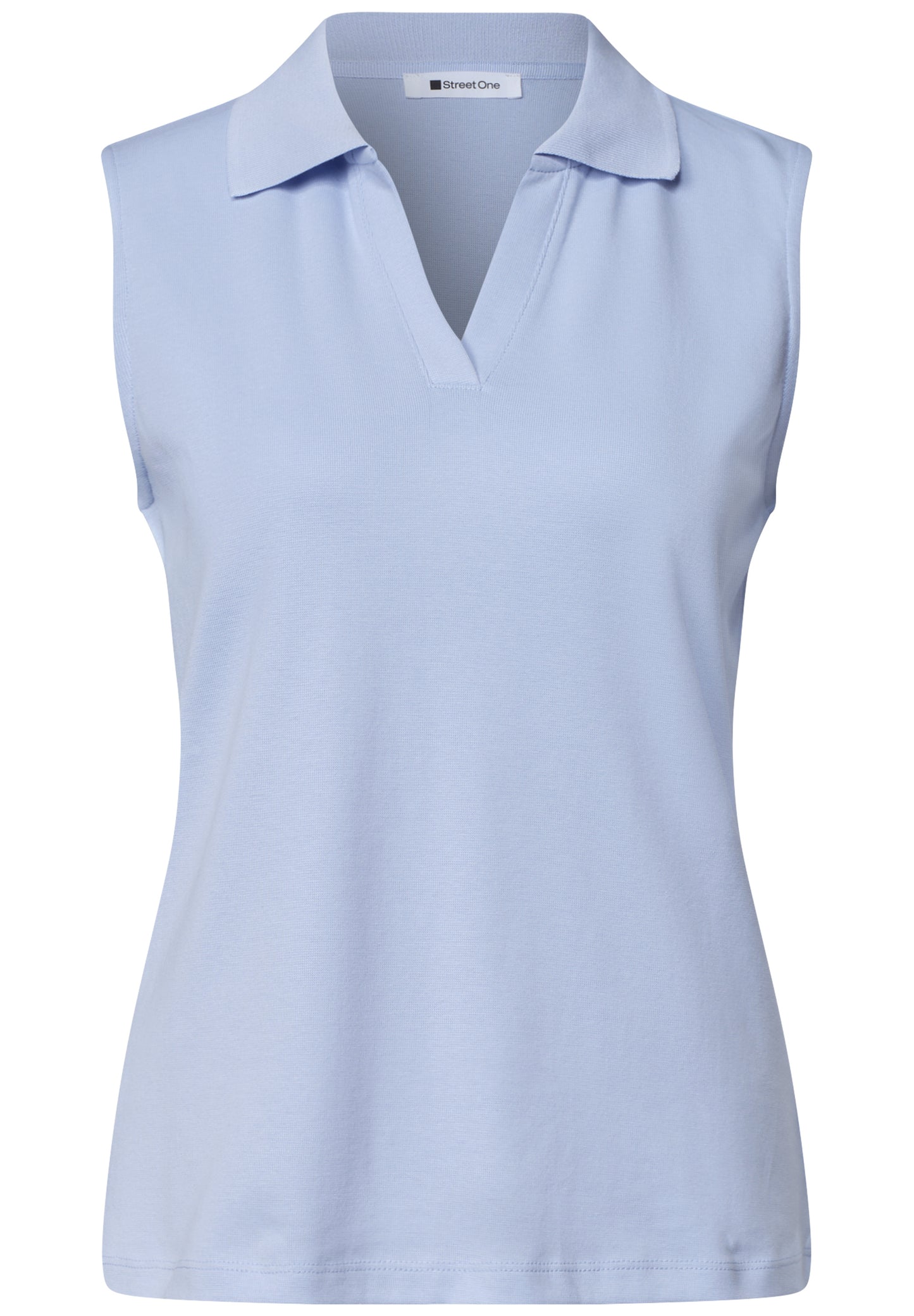 Street One - Top in Rippstruktur mit Polokragen - Farbe: cashmere blue