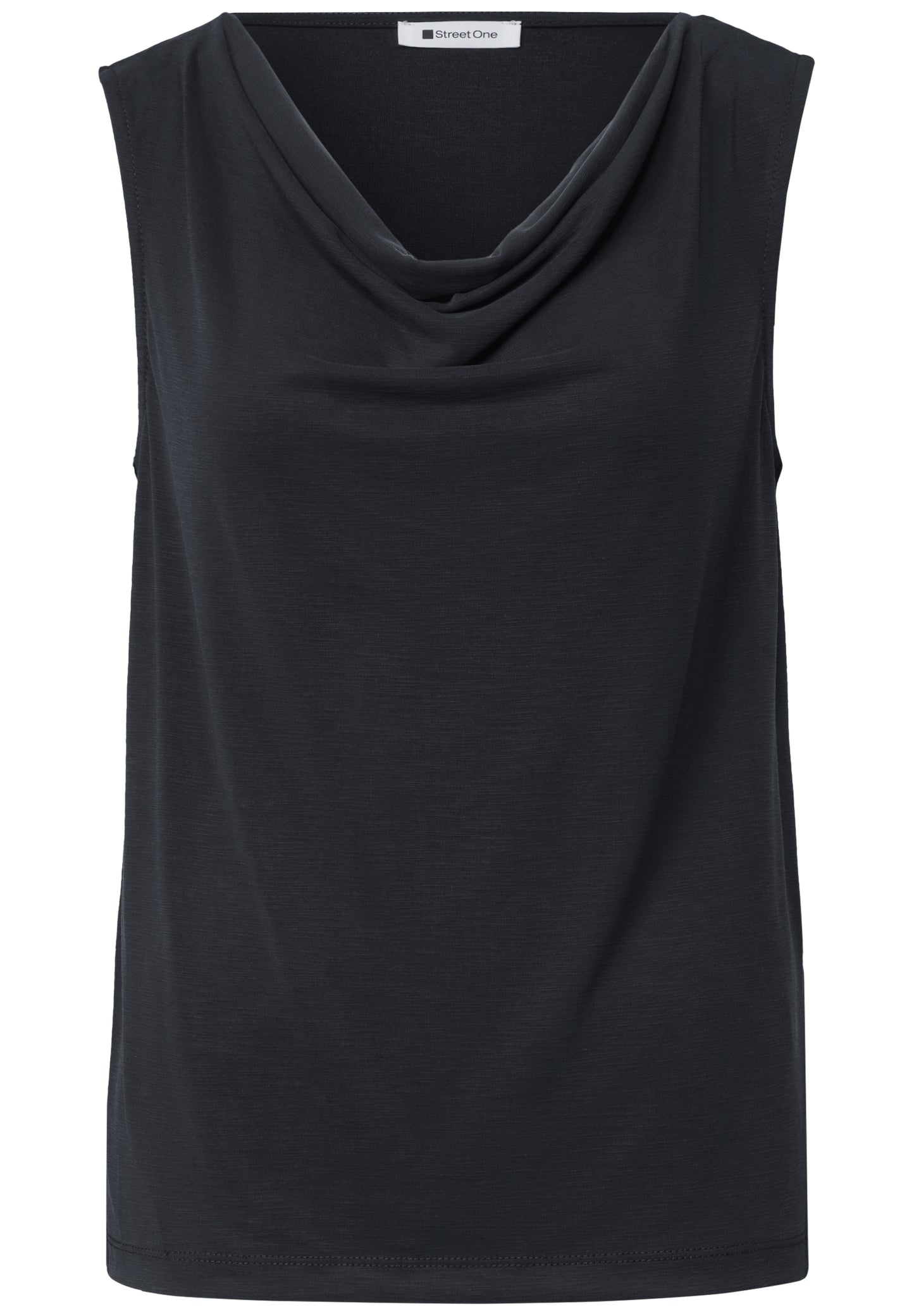 Street One - Silk-Look Top mit Wasserfall-Ausschnitt - Farbe: Black