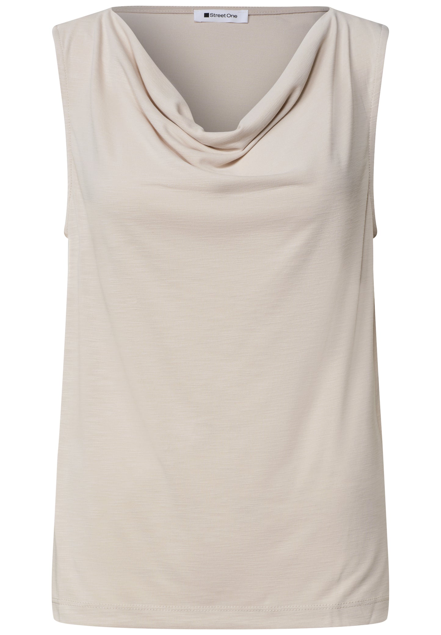 Street One - Silk-Look Top mit Wasserfall-Ausschnitt - Farbe: clay sand