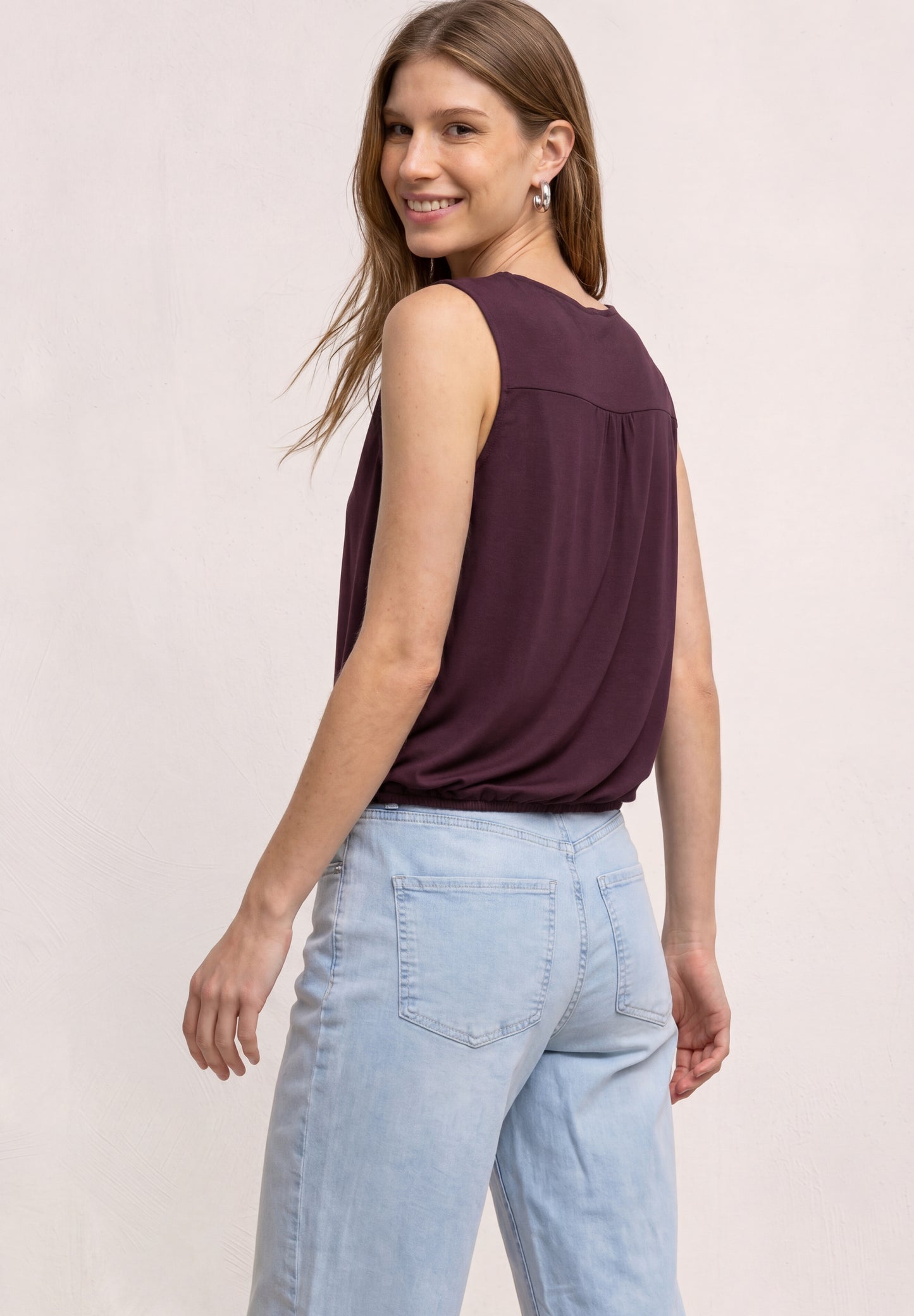 Street One - Top aus Jersey mit Elastiksaum - Farbe: rustic rouge