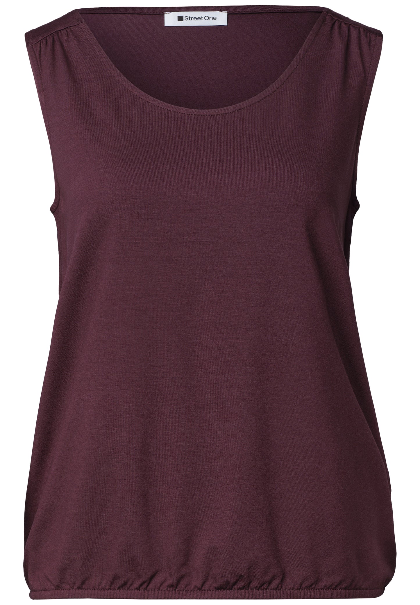 Street One - Top aus Jersey mit Elastiksaum - Farbe: rustic rouge