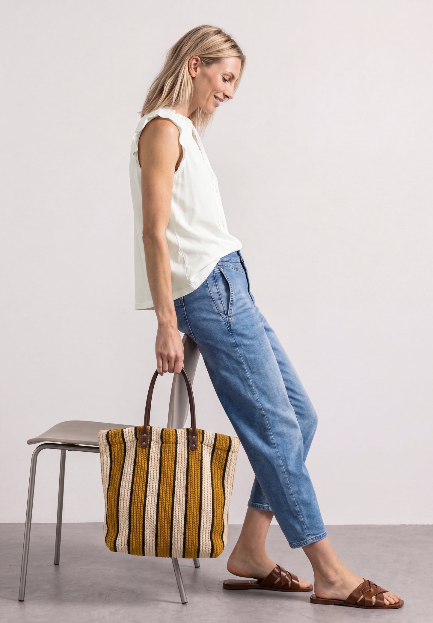 Street One - Top mit Strukturmix und Crochet-Details - Farbe: off white