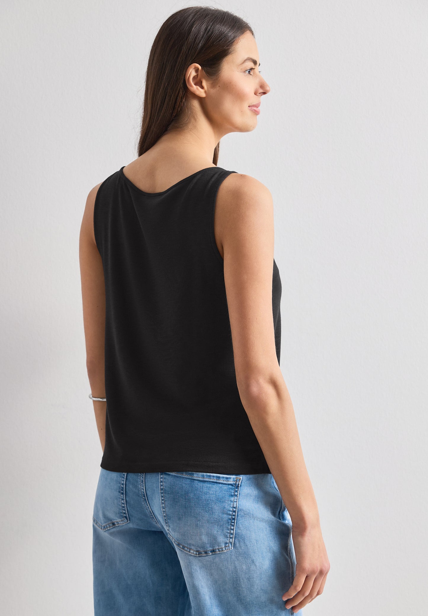 Street One - Top mit U-Boot-Ausschnitt und Schulterdetail - Farbe: Black