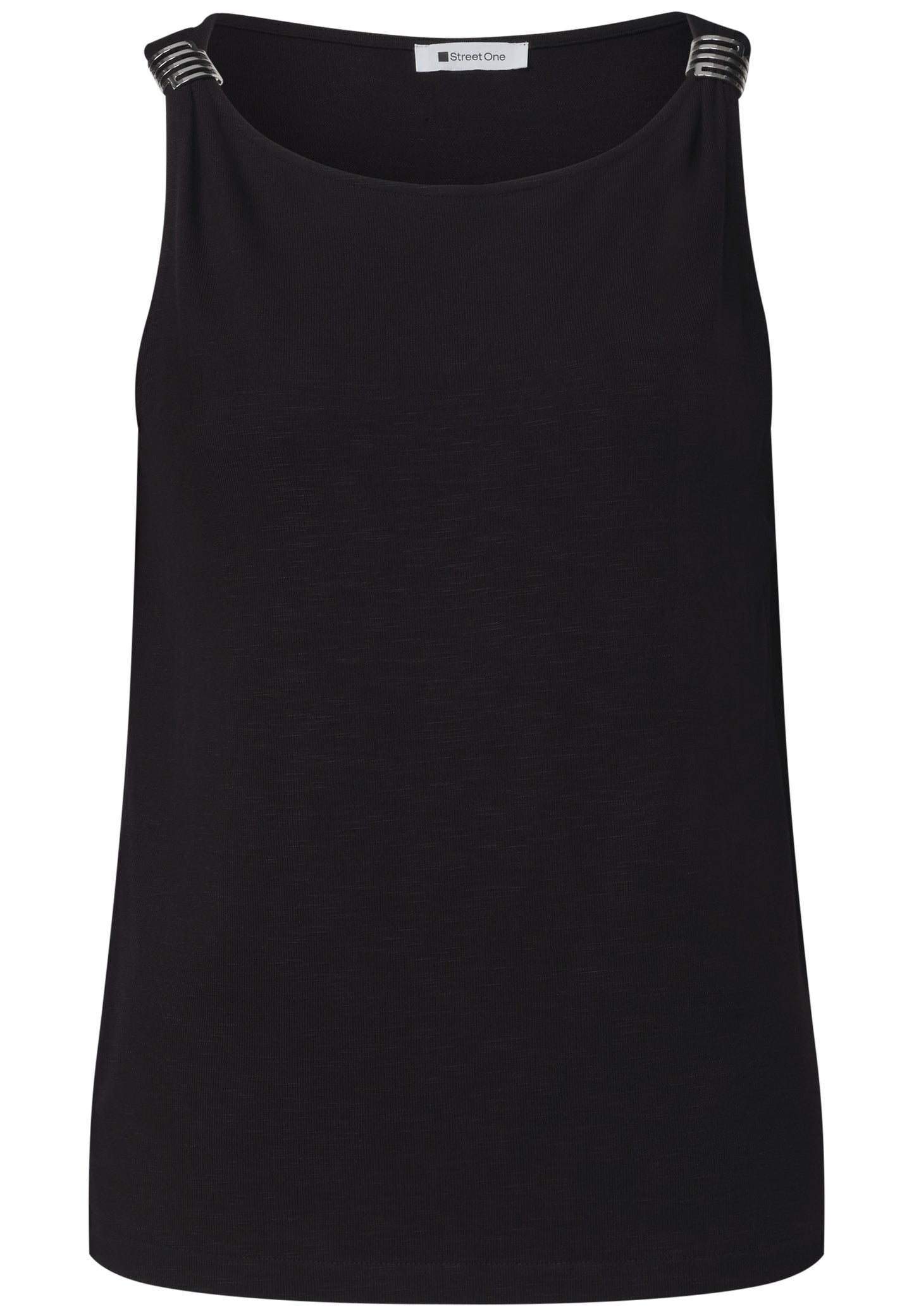 Street One - Top mit U-Boot-Ausschnitt und Schulterdetail - Farbe: Black