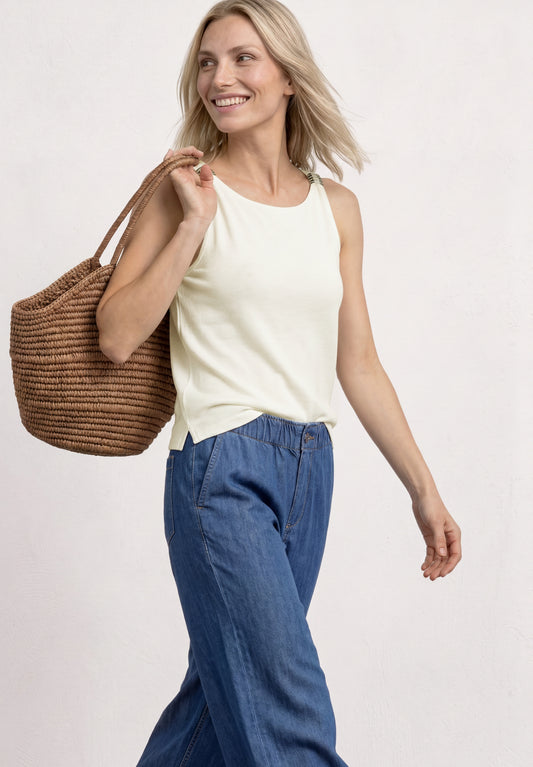 Street One - Top mit U-Boot-Ausschnitt und Schulterdetail - Farbe: off white