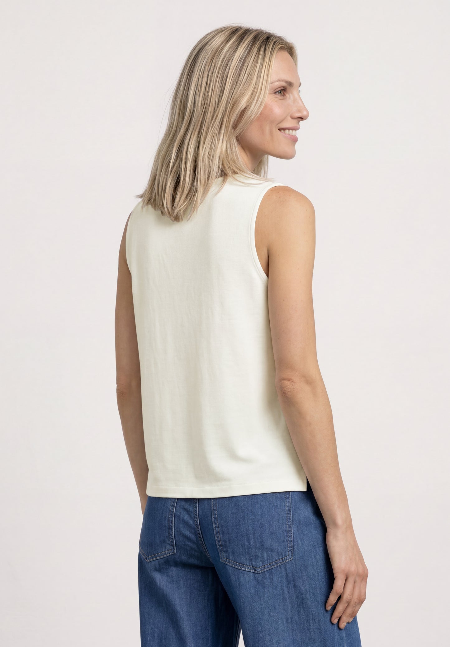 Street One - Top mit U-Boot-Ausschnitt und Schulterdetail - Farbe: off white